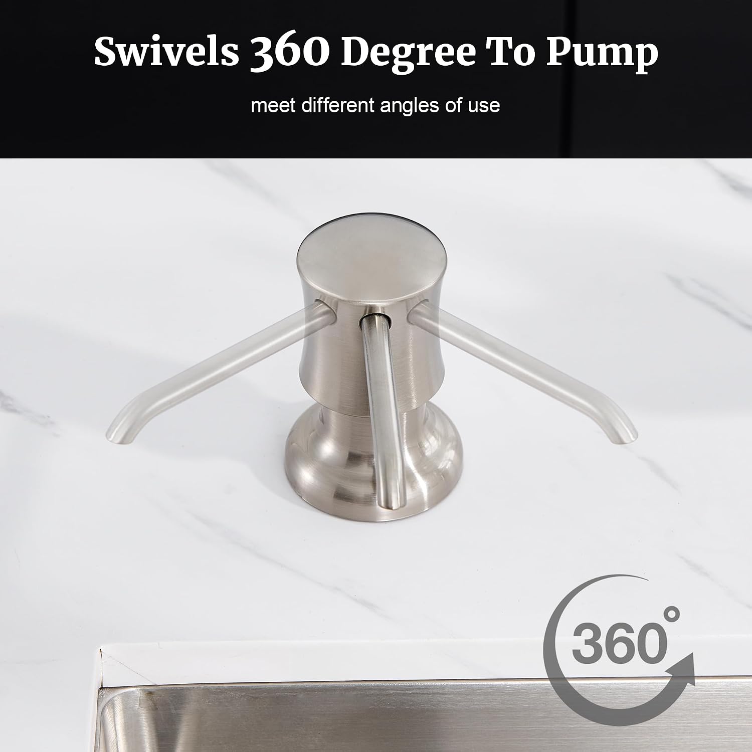 Soap Dispenser for Kitchen Sink Brushed Nickel, Built-in and Refill-from-Top Design with Liquid Hand & Dish Soap Bottle - Image 7