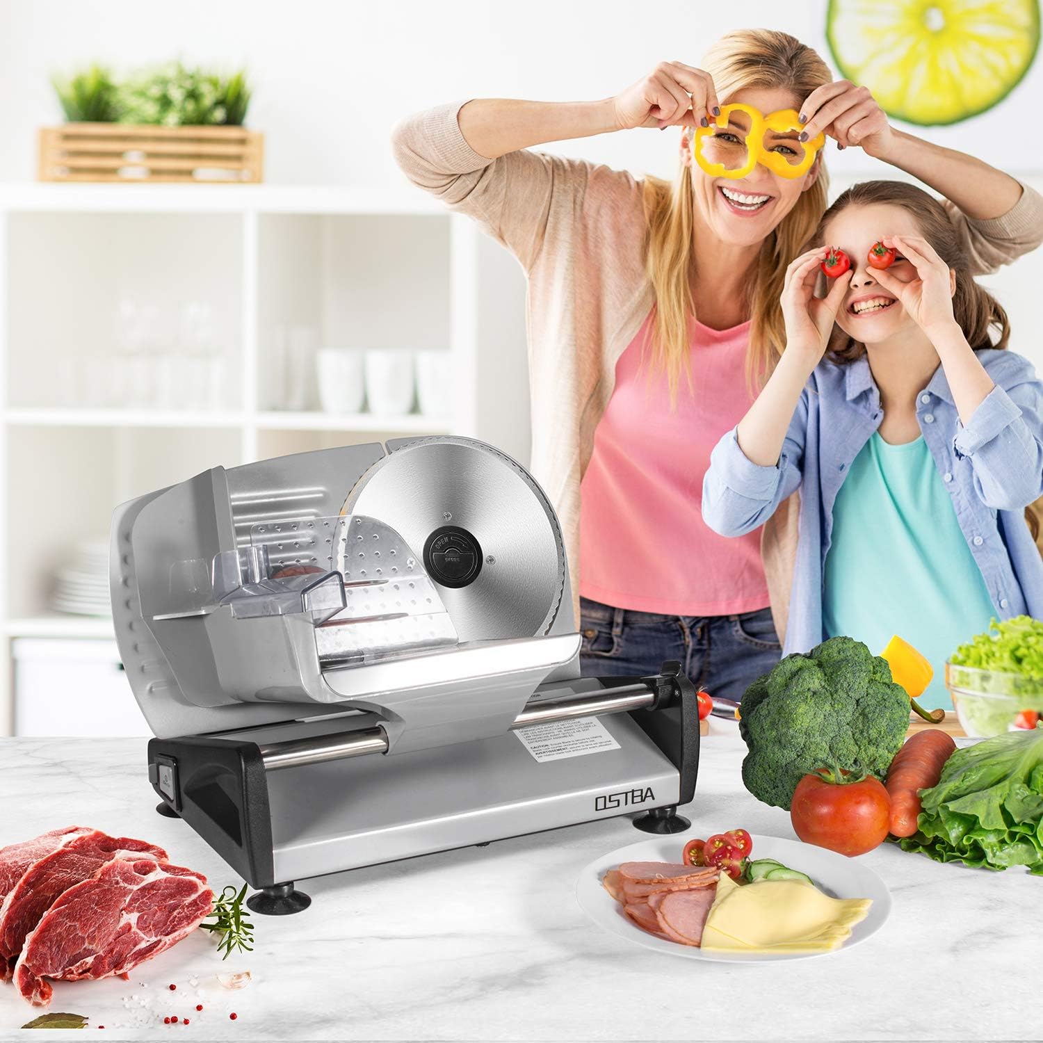 OSTBA Meat Slicer Electric Deli Food Slicer with Child Lock Protection, Removable 7.5’’ Stainless Steel Blade and Food Carriage, Adjustable Thickness Food Slicer Machine for Meat, Cheese, Bread(150W) - Image 7