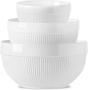 Large Ceramic Mixing Bowls, White K...