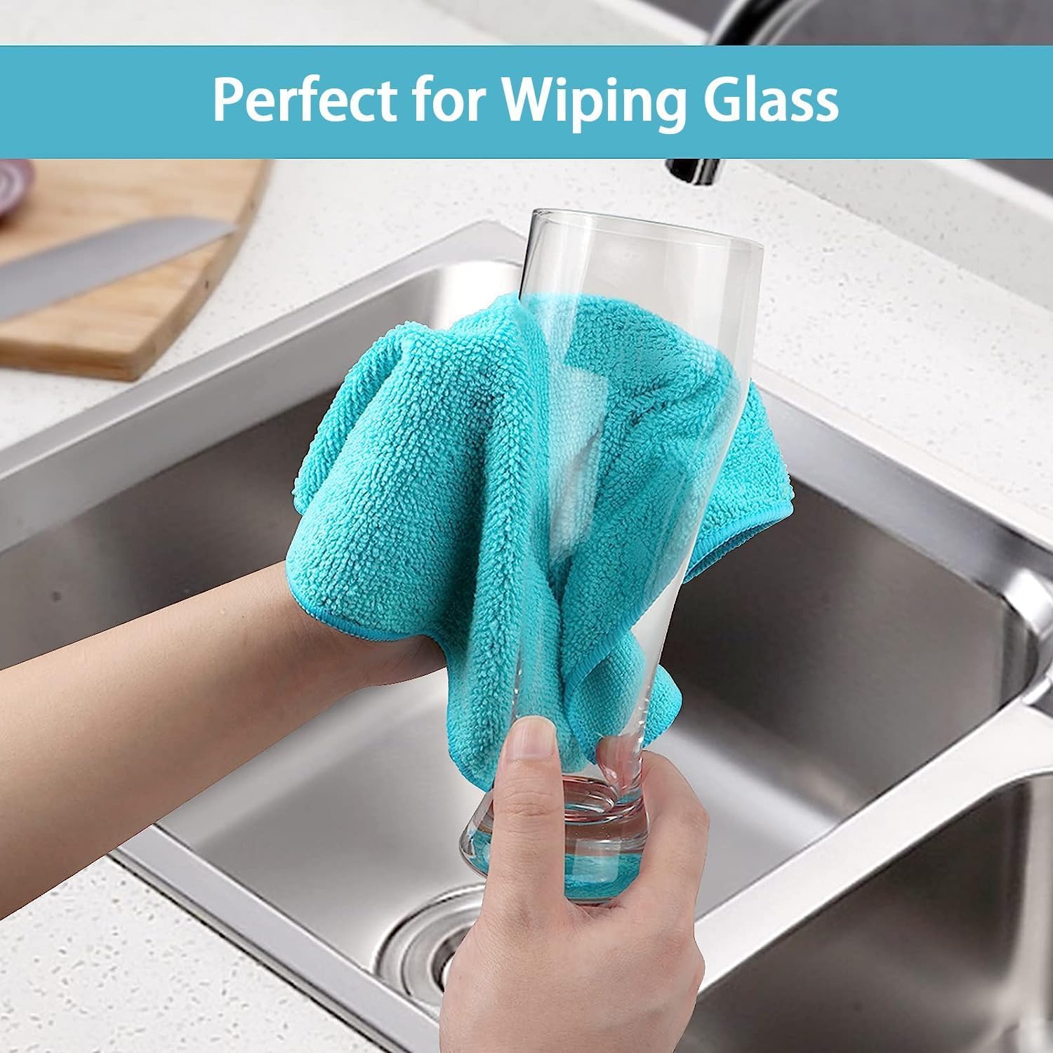 HOMEXCEL Microfiber Cleaning Cloth 210GSM, Pack of 12, Size:11.5" x 11.5", Ultra-Soft, High-Density Non-Abrasive Cleaning Towels for Cars, Glass, Kitchen, Reusable Rags, Blue/Green/Yellow/Pink - Image 5