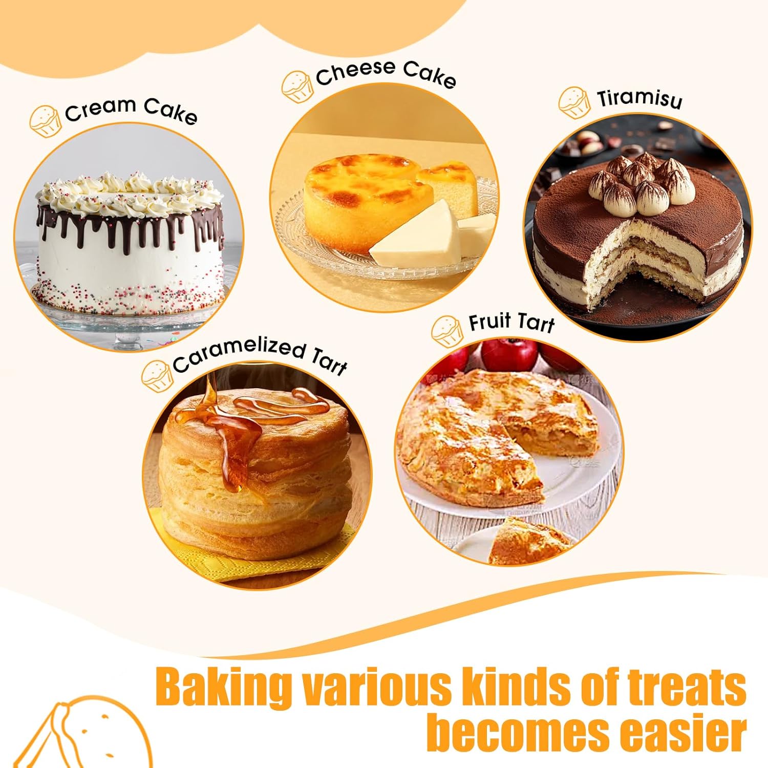 8" Round Cake Pan, 3PCS Nonstick Cake Pans with 100 PCS Parchment Paper, Carbon Steel Cake Baking Pans with Handle, Dishwasher Safe - Image 6