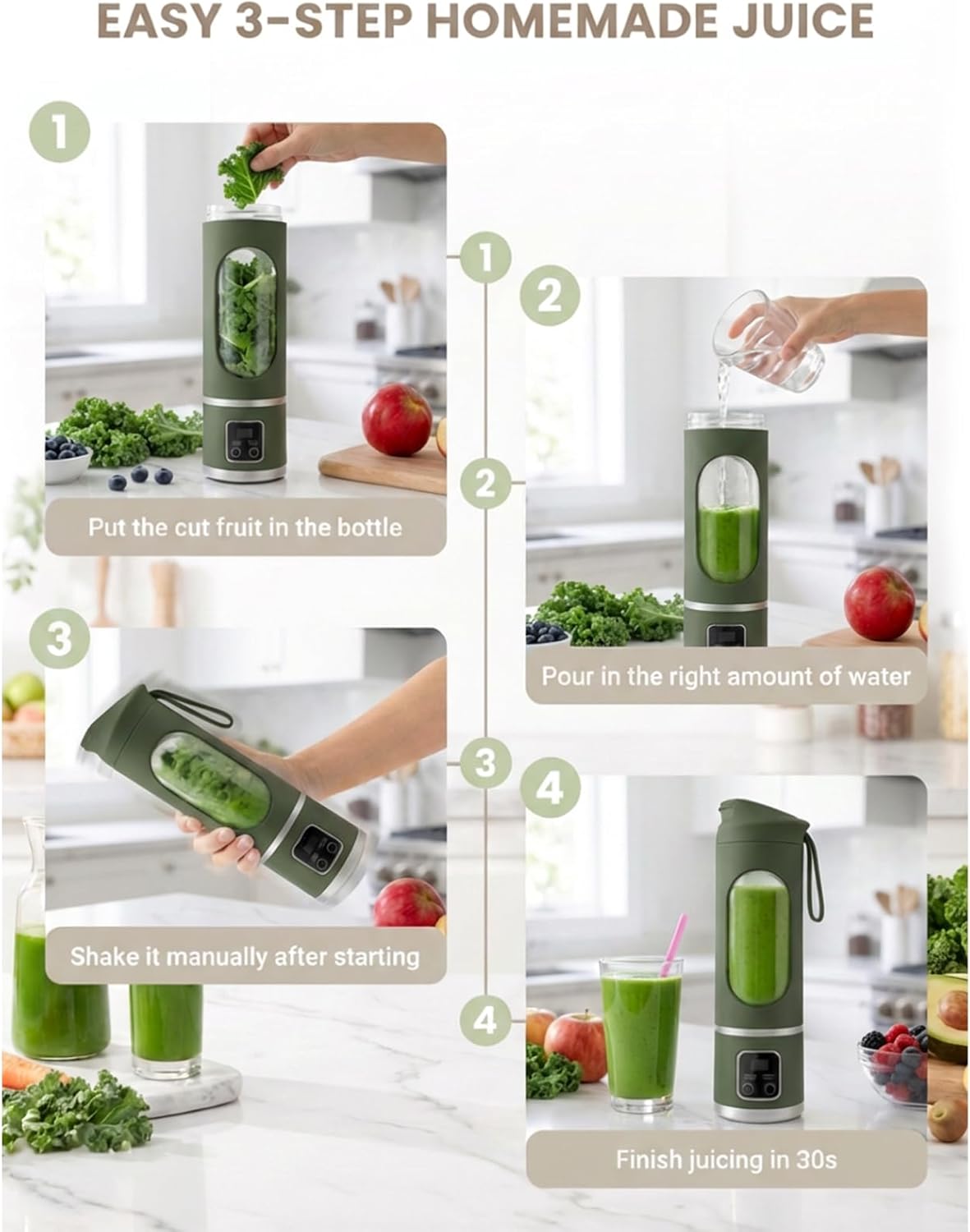 Lilogi Portable Electric Blender, 500ML Blenders for Shakes and Smoothies | 12-Blade USB-C Rechargeable Blender, With Safety Lock, BPA-Free Travel Cup, For any kitchen,office,outdoor,travel or sports - Image 6