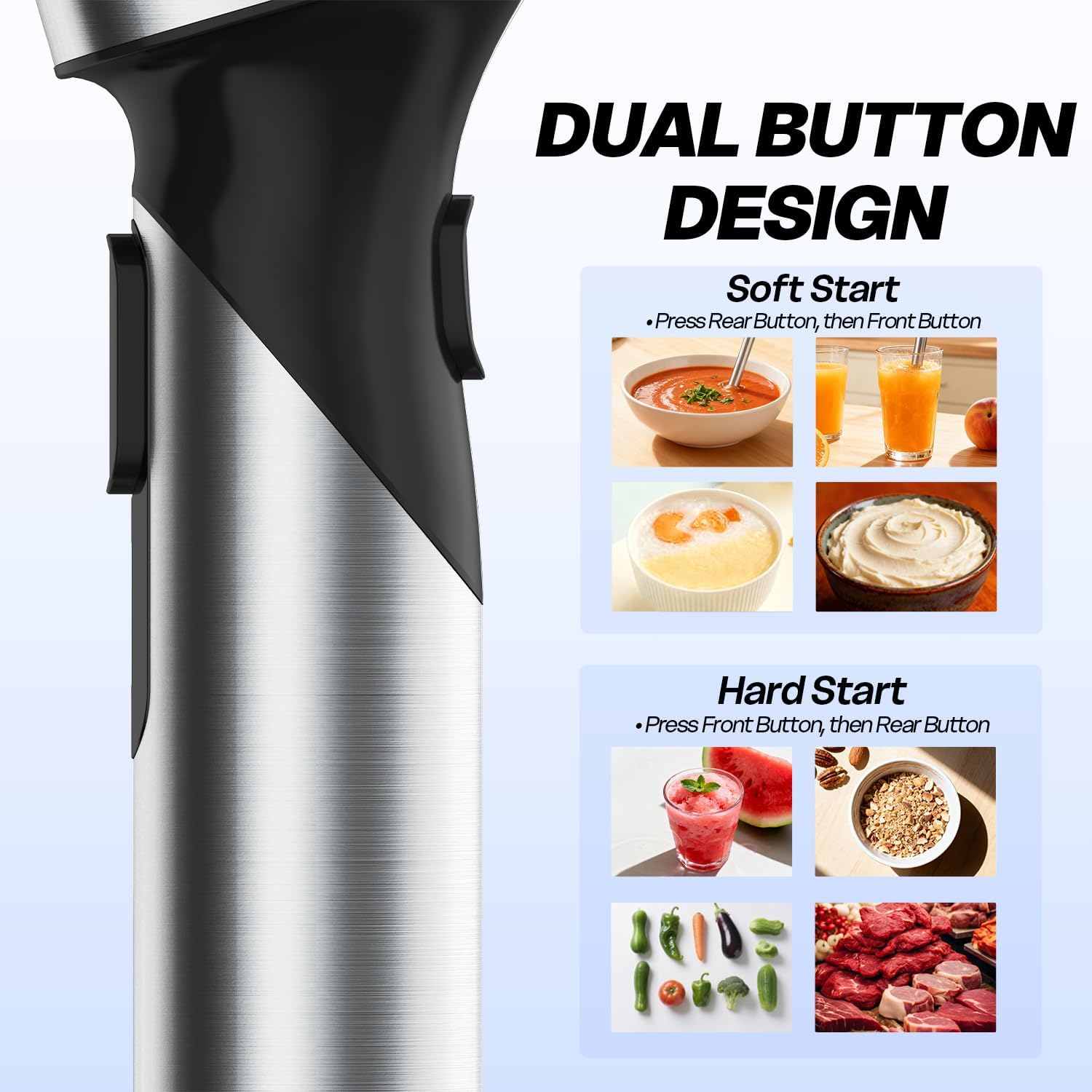 Turelar Cordless Immersion Blender with Rchargeable Battery, Portable Hand Blenders with Adjustable Speed, Hand Held Stick Mixer for Effortless Blending Shakes, Smoothies, Soups, Puree or Baby Food - Image 3