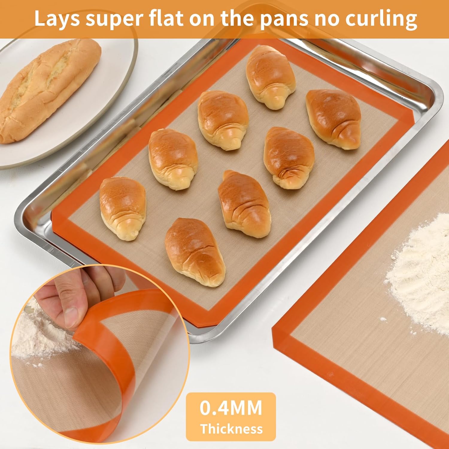 Luckyiren 2-Pack Silicone Baking Mats – Non-Stick Reusable BPA-Free Oven Liners, 100% Food-Grade Silicone, Fit Half Sheet Pans (16.54" x 11.62") for Cookies, Pastry & More - Image 3