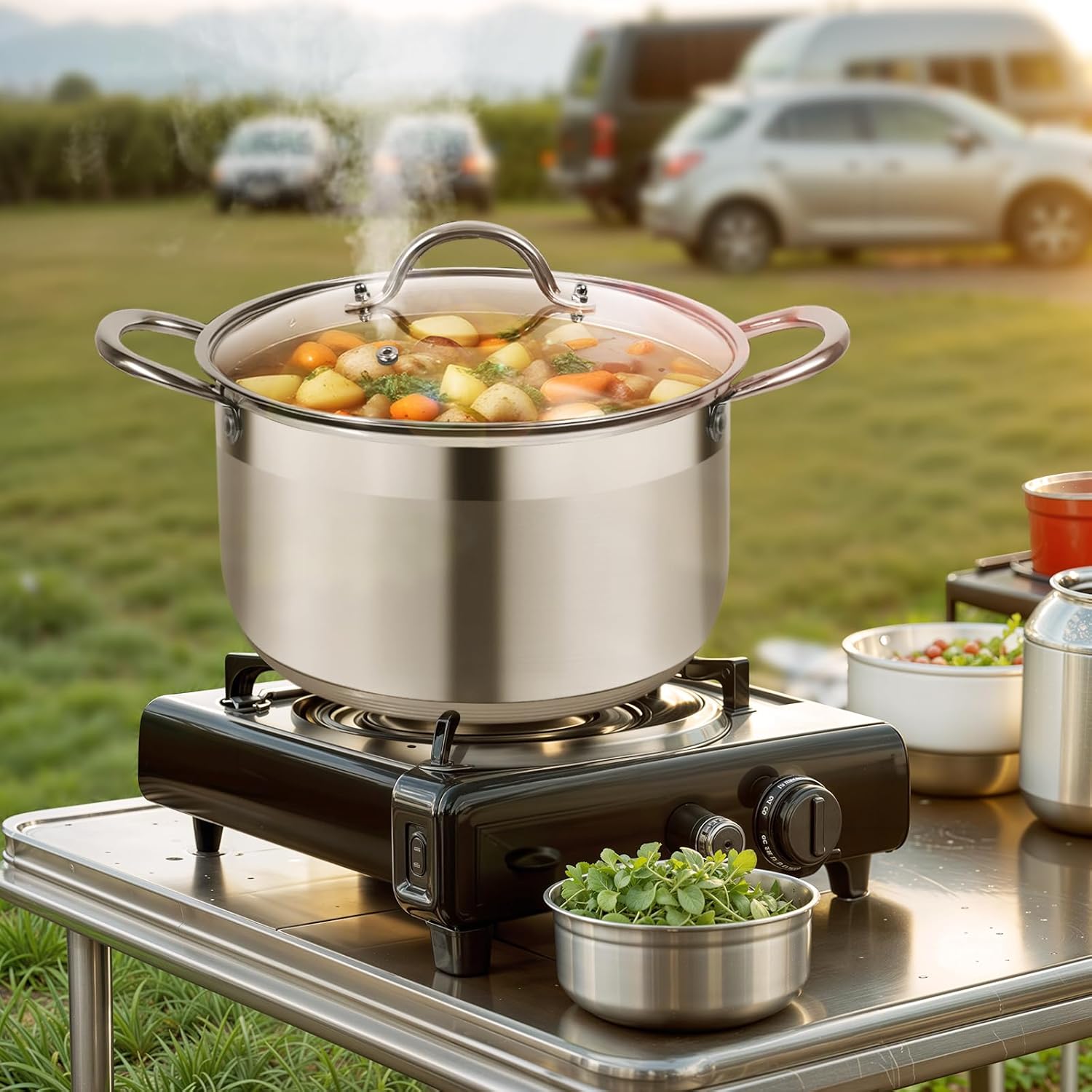 Kirecoo Stainless Steel Stock Pot - 8 Quart Heavy Duty Induction Cooking Pot with Visible Lid for Pasta, Soup, Spaghetti, Nonstick Thick Bottom Big Stockpot, Deep Cookware for Canning, Boiling, Simmer - Image 5