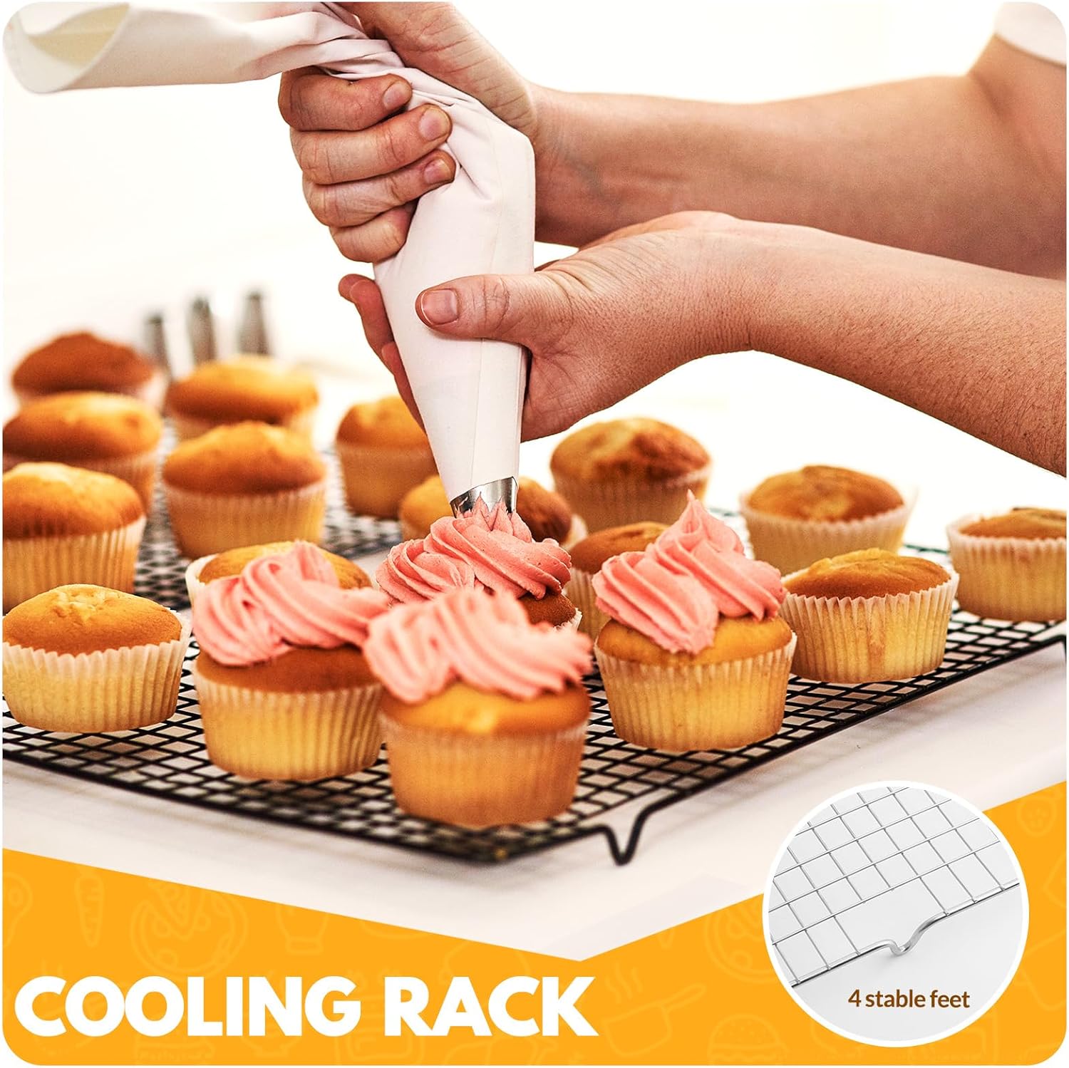 2 PCS Cooling Racks for Cooking and Baking, 15x10 Inches Stainless Steel Cooling Rack, Sheet Pan with Wire Rack for Baking Sheet, Bacon Rack Oven Safe Fits Jelly Roll Sheet Pan - Image 7