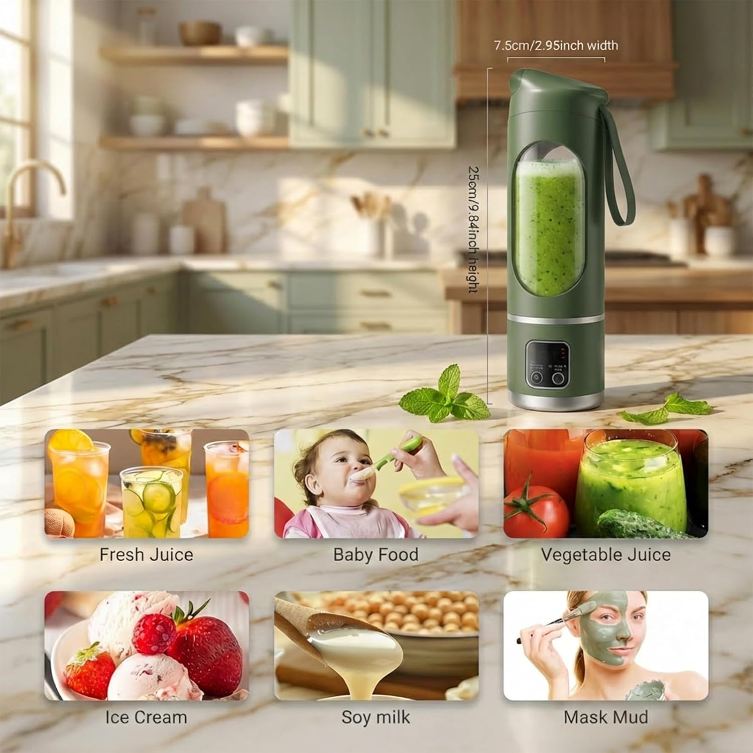 Lilogi Portable Electric Blender, 500ML Blenders for Shakes and Smoothies | 12-Blade USB-C Rechargeable Blender, With Safety Lock, BPA-Free Travel Cup, For any kitchen,office,outdoor,travel or sports - Image 8