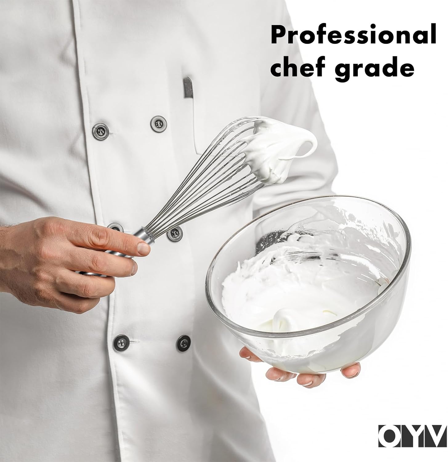 OYV 18/10 Stainless Steel Whisk, Ergonomic Handle, Dishwasher Safe Metal Whisk, Professional Wisk for Kitchen Cooking, Perfect for Blending, Whisking, Baking, and Beating, 10-Inch Wire Wisk - Image 9
