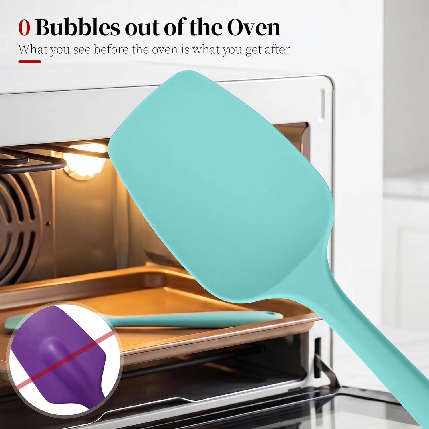 600ºF Heat Resistant Silicone Spoon Spatula for Cooking, Aqua Sky | High Heat Food Safe Seamless Kitchen Spoonula Scraper for Baking Mixing Scraping Stirring Egg Nonstick Cookware Pan Bowl - Image 4