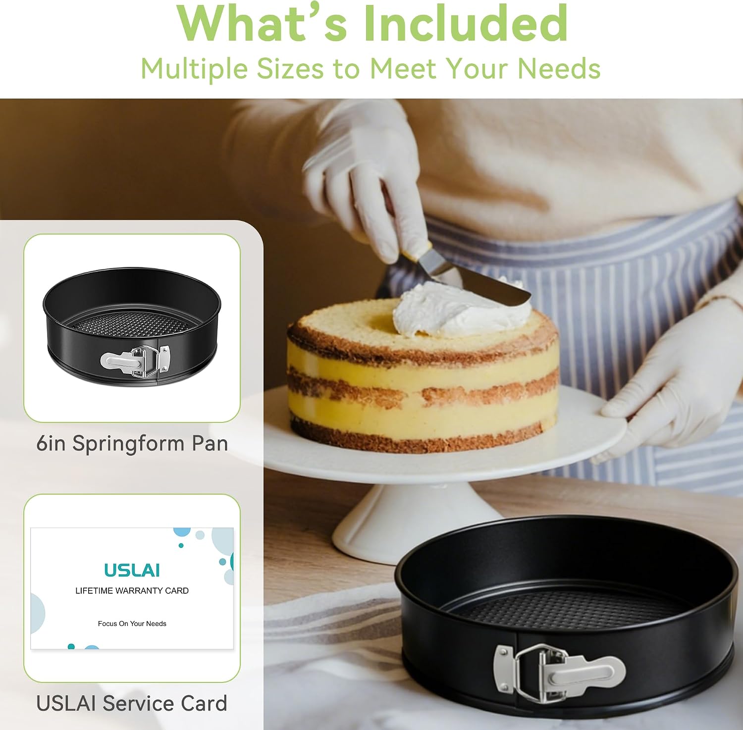 USLAI Springform Pan, 6 Inch Nonstick Mini Cheesecake Pan with Removable Bottom, Easy to Clean, Ideal for Baking Cakes, Pies and Quiches - Image 8