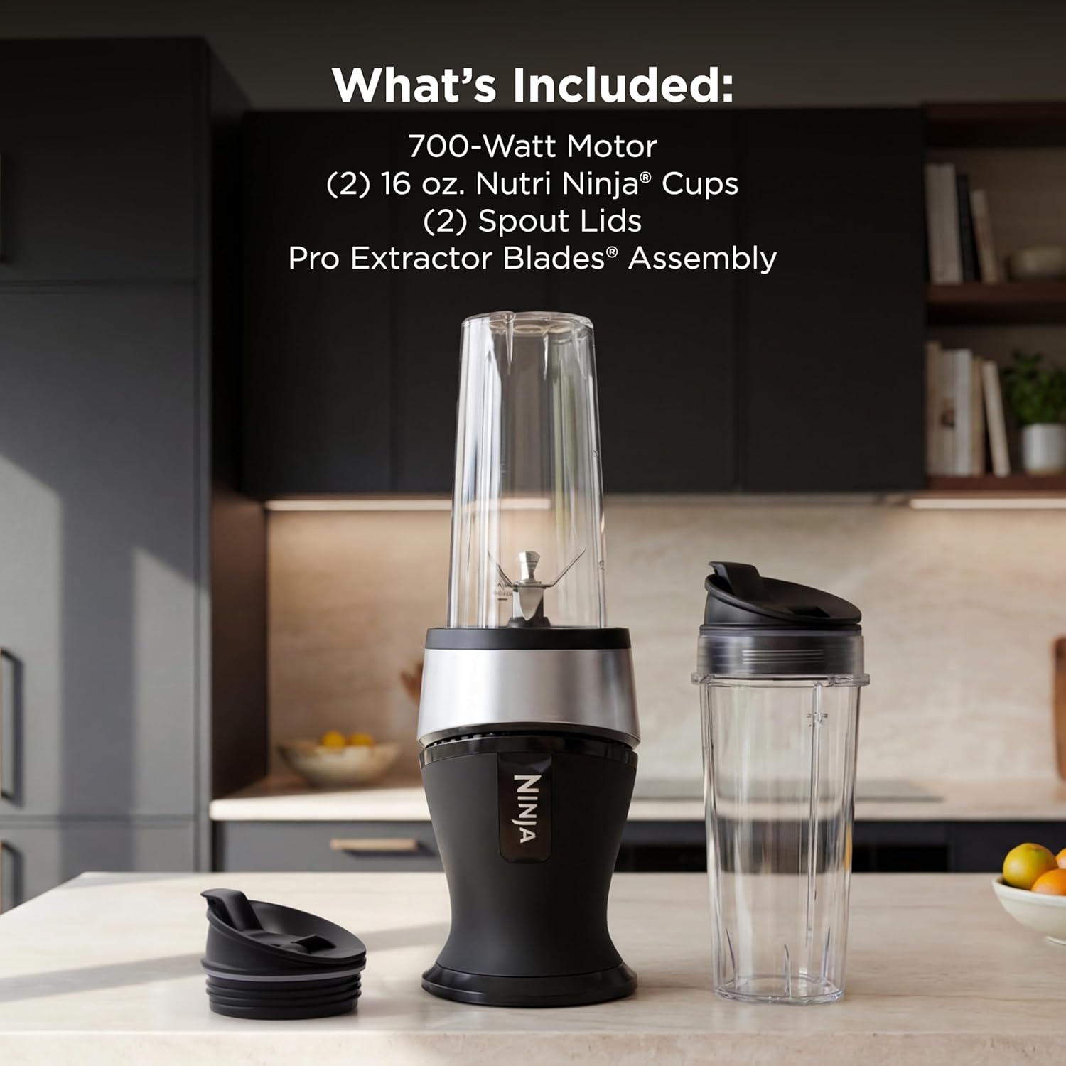 Ninja Fit Compact Personal Blender | For Smoothies, Shakes & Frozen Drinks | (2) 16-oz. To-Go Cups with Spout Lids | 700-Watt Countertop | Black | QB3001SS - Image 6