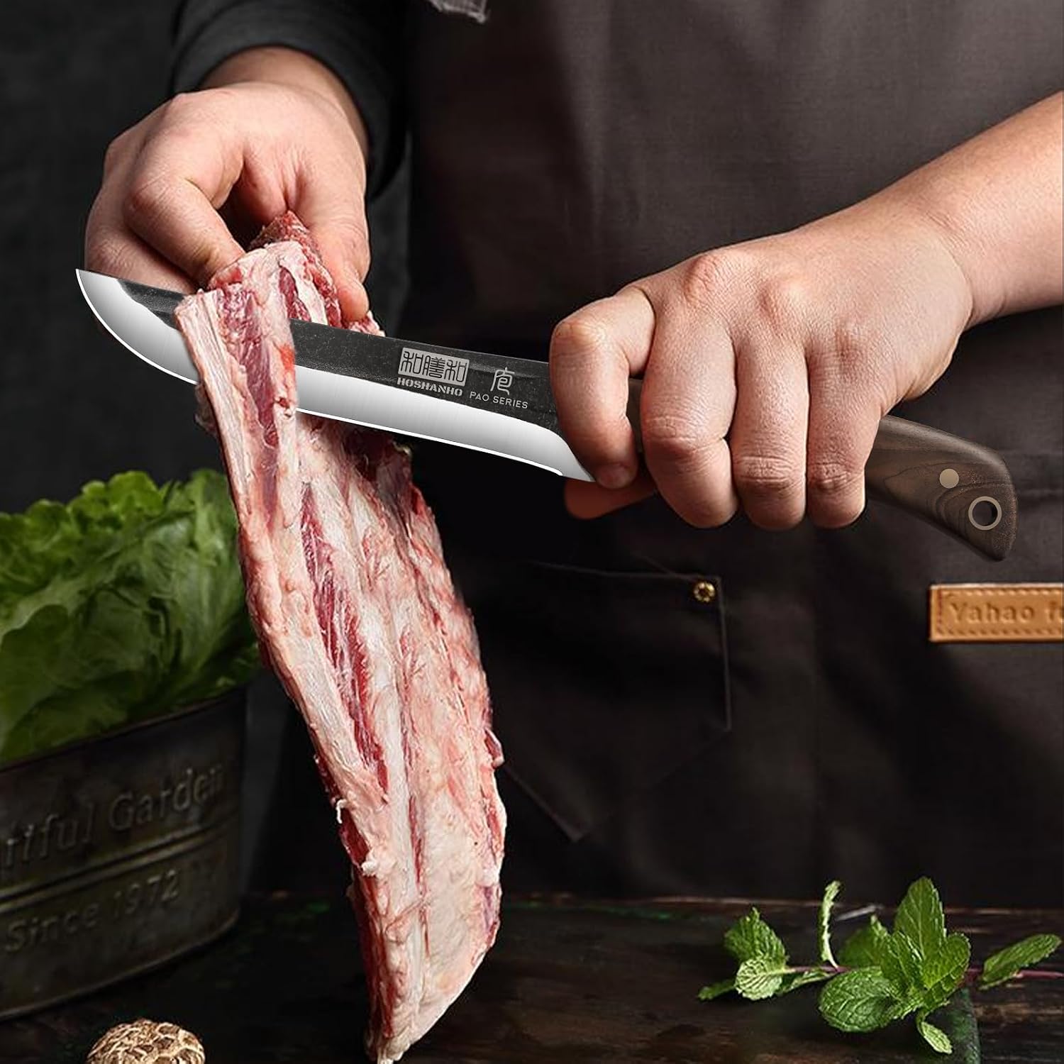 HOSHANHO Butcher Knife Set, Hand Forged Butcher Chef Knife Set with Roll Bag, Sharp Meat Cleaver Knife & Bone Chopper Knives & Fillet Knives for Home & Camping & BBQ Gift with Men - Image 8