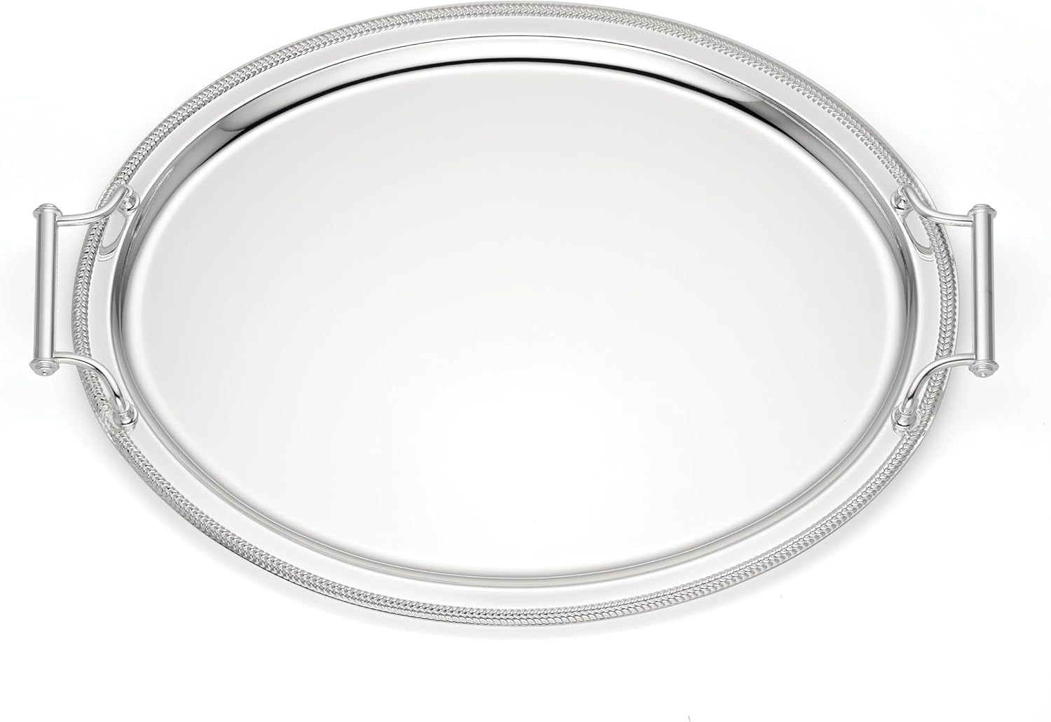 Reed and Barton Kitchen and Dining, Gallery Oval Silverplate Tray with Handles, Silverplated Material, Handwash, Serving Trays, Round Tray, Home & Kitchen Accessories (Silver, 1 Piece, 13x17 Inch)