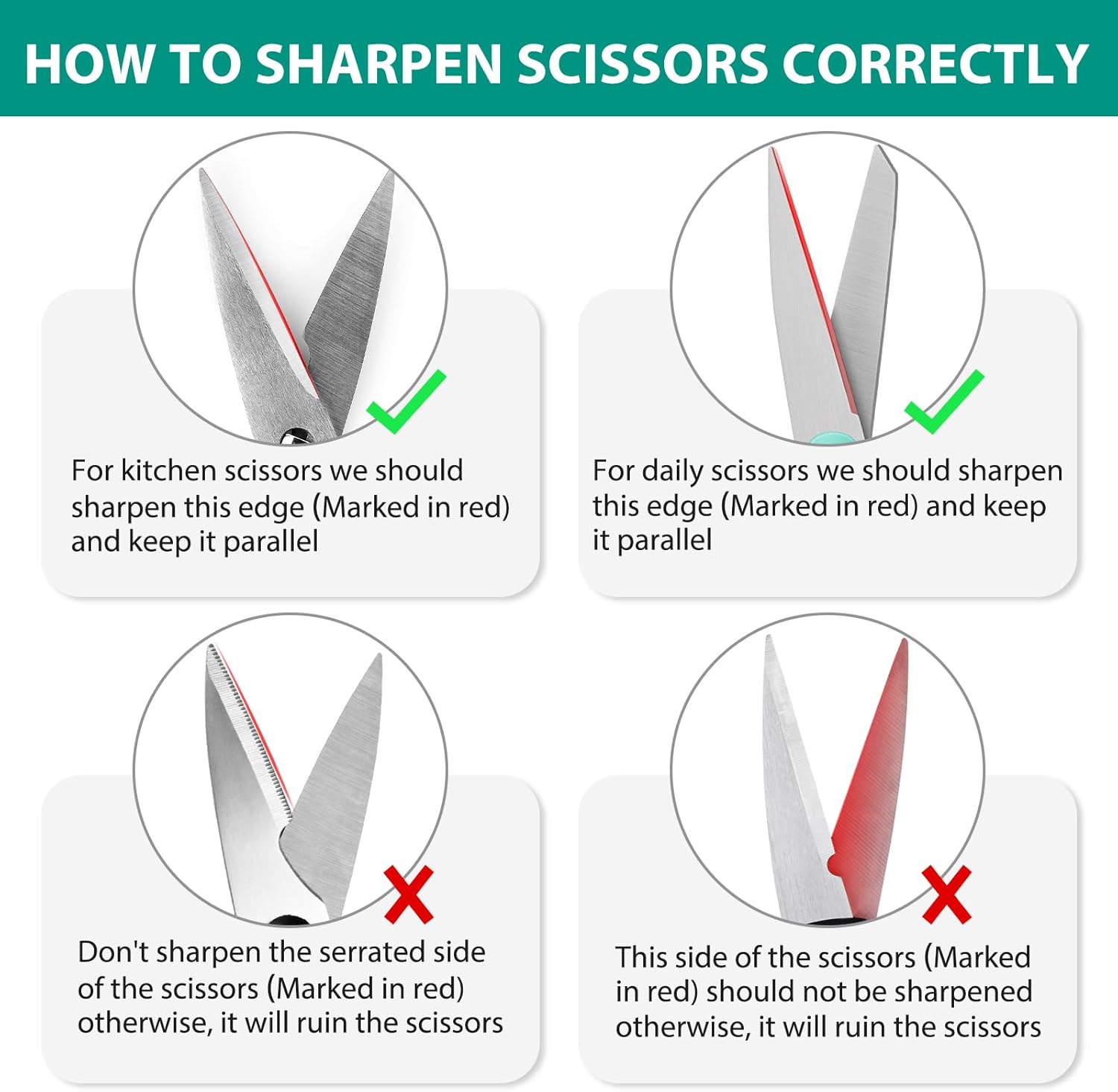 Longzon 5-in-1 Knife Sharpener 4 Stage with Cut-Resistant Glove, Quickly Sharpens & Restores Dull Blades, Easy & Safe for Home Kitchen Use, Fits Most Knives and Scissors, Black+Silver - Image 5