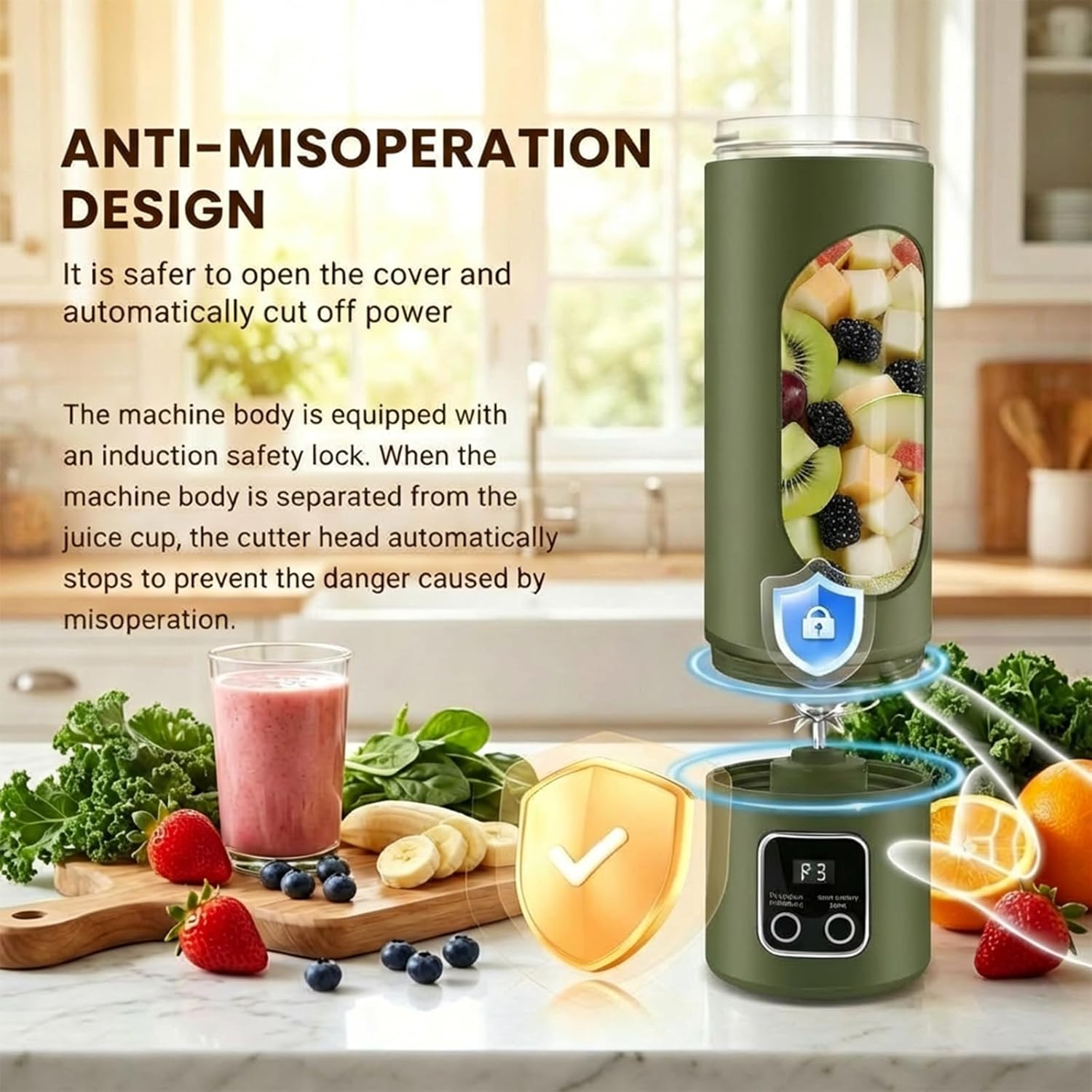 Lilogi Portable Electric Blender, 500ML Blenders for Shakes and Smoothies | 12-Blade USB-C Rechargeable Blender, With Safety Lock, BPA-Free Travel Cup, For any kitchen,office,outdoor,travel or sports - Image 4
