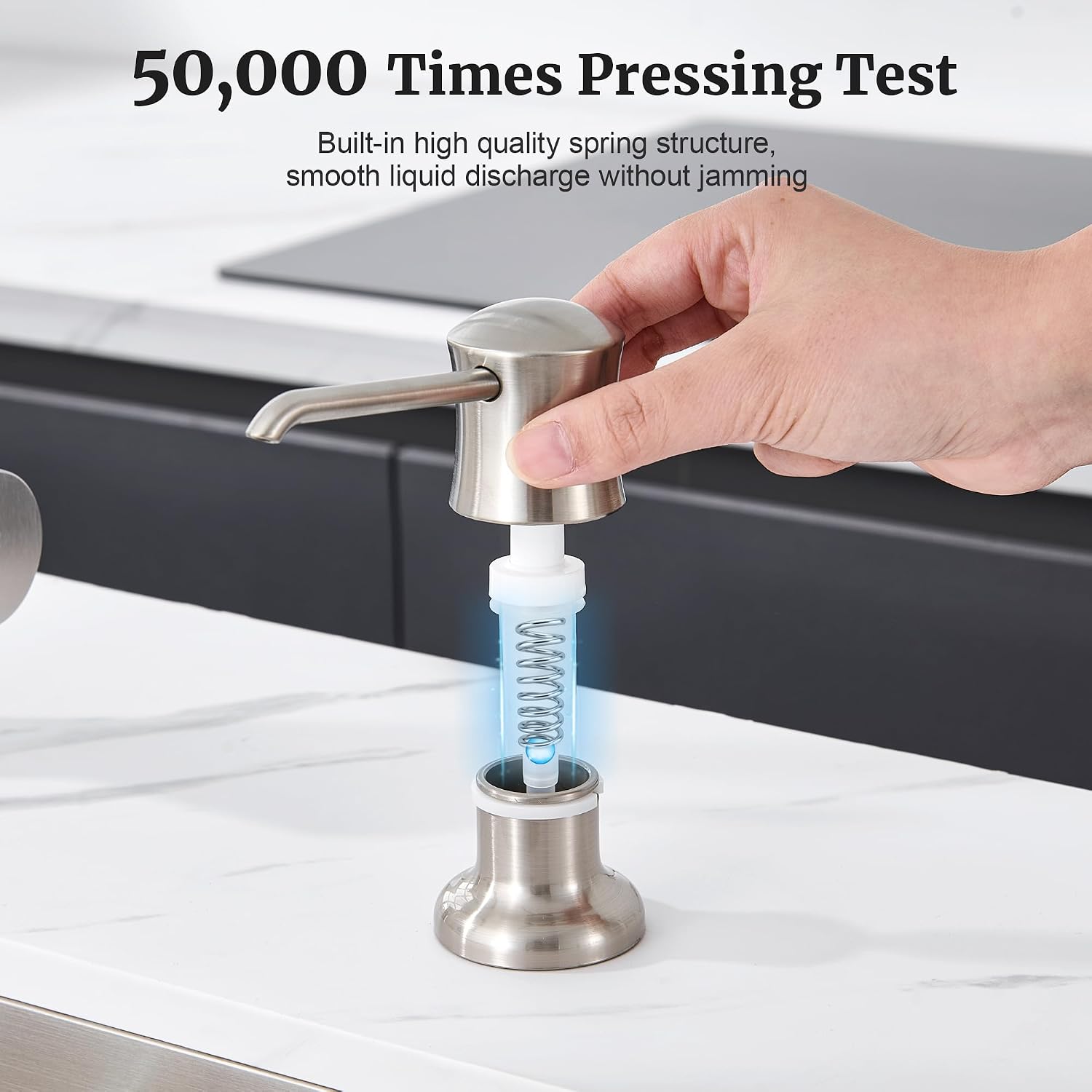 Soap Dispenser for Kitchen Sink Brushed Nickel, Built-in and Refill-from-Top Design with Liquid Hand & Dish Soap Bottle - Image 5