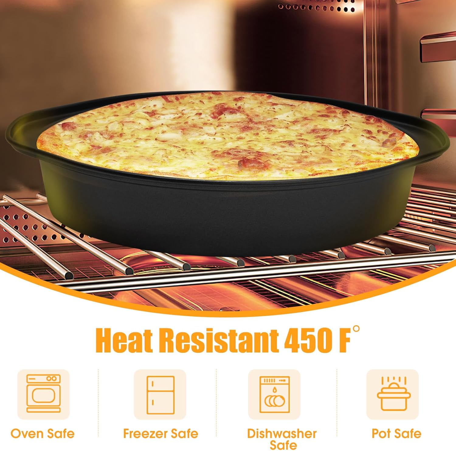 8" Round Cake Pan, 3PCS Nonstick Cake Pans with 100 PCS Parchment Paper, Carbon Steel Cake Baking Pans with Handle, Dishwasher Safe - Image 4