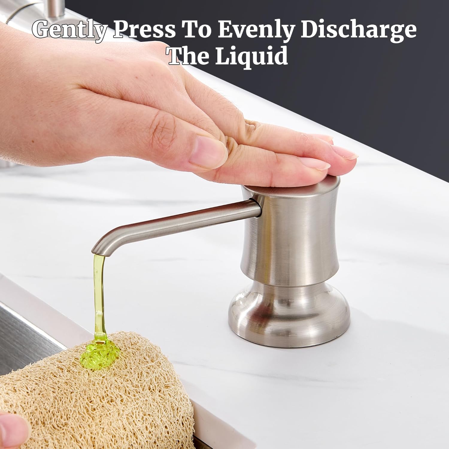Soap Dispenser for Kitchen Sink Brushed Nickel, Built-in and Refill-from-Top Design with Liquid Hand & Dish Soap Bottle - Image 4