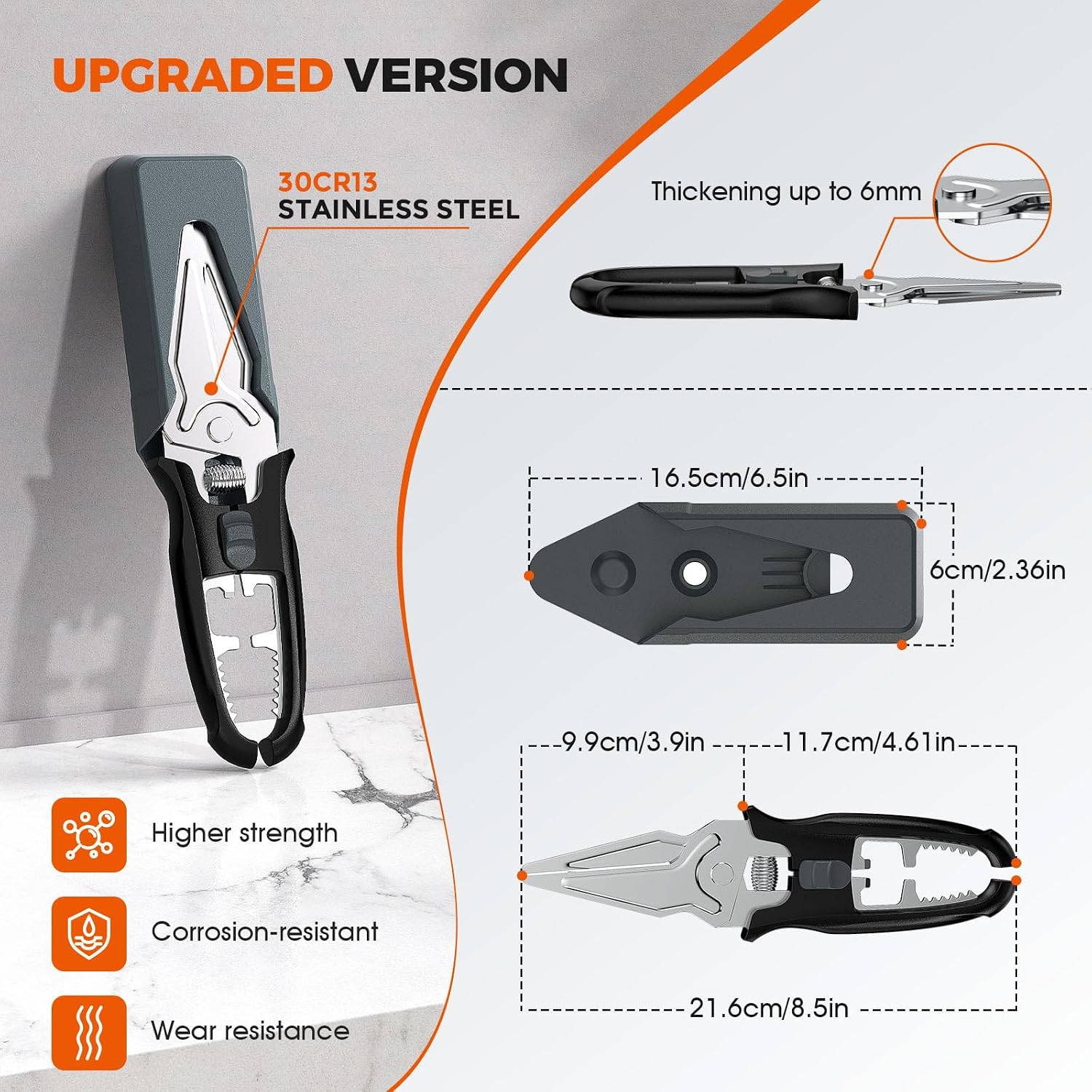 Multifunctional Kitchen Scissors - Kitchen Shears with Magnetic Holder & Safety Lock, Heavy Duty Poultry Shears, Stainless Steel for Chicken Meat Cutting Turkey, Vegetables - Image 2