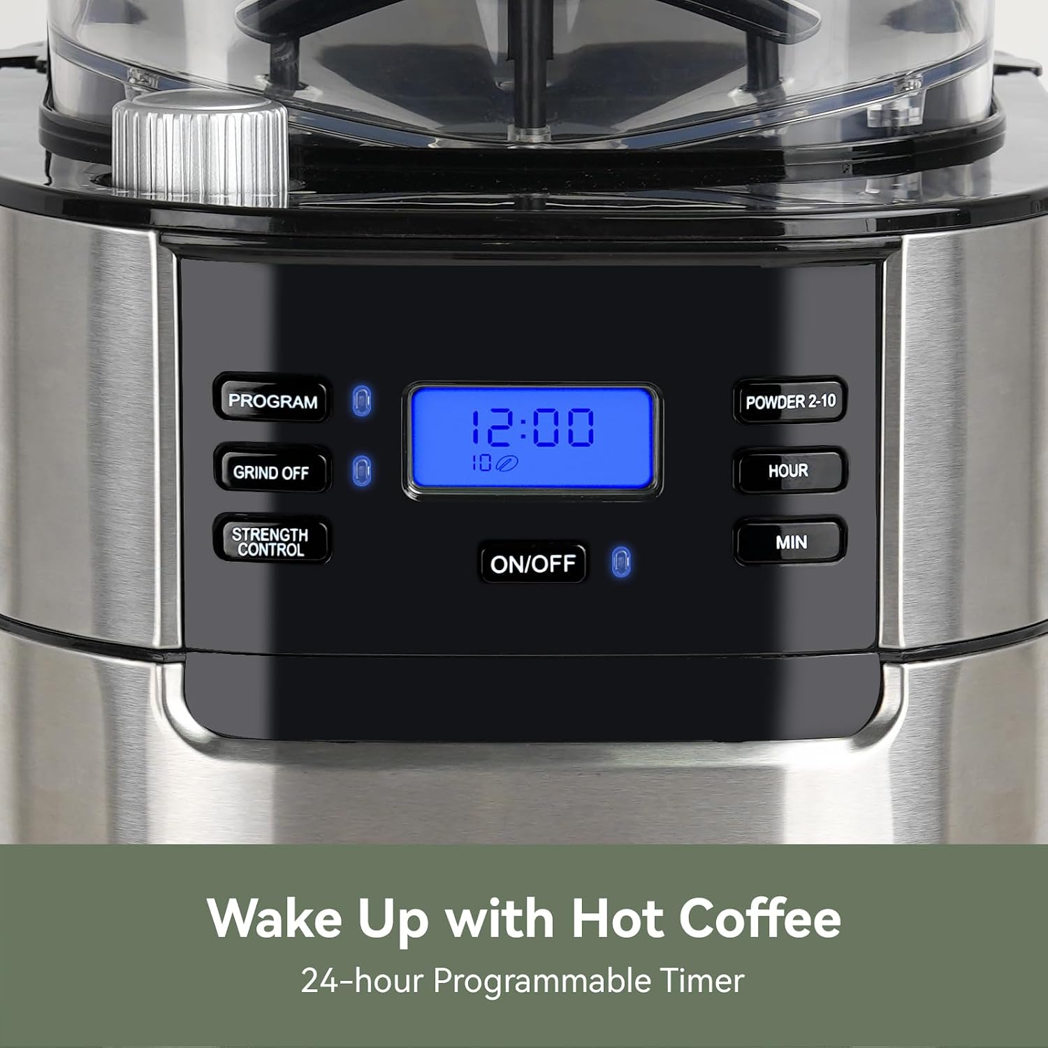 Gevi 10-Cup Drip Coffee Maker with Burr Grinder | Programmable Timer, 1.5L Water Tank, Reusable Filter, Warming Plate, All-in-One Brew & Grind Coffee Machine - Image 6