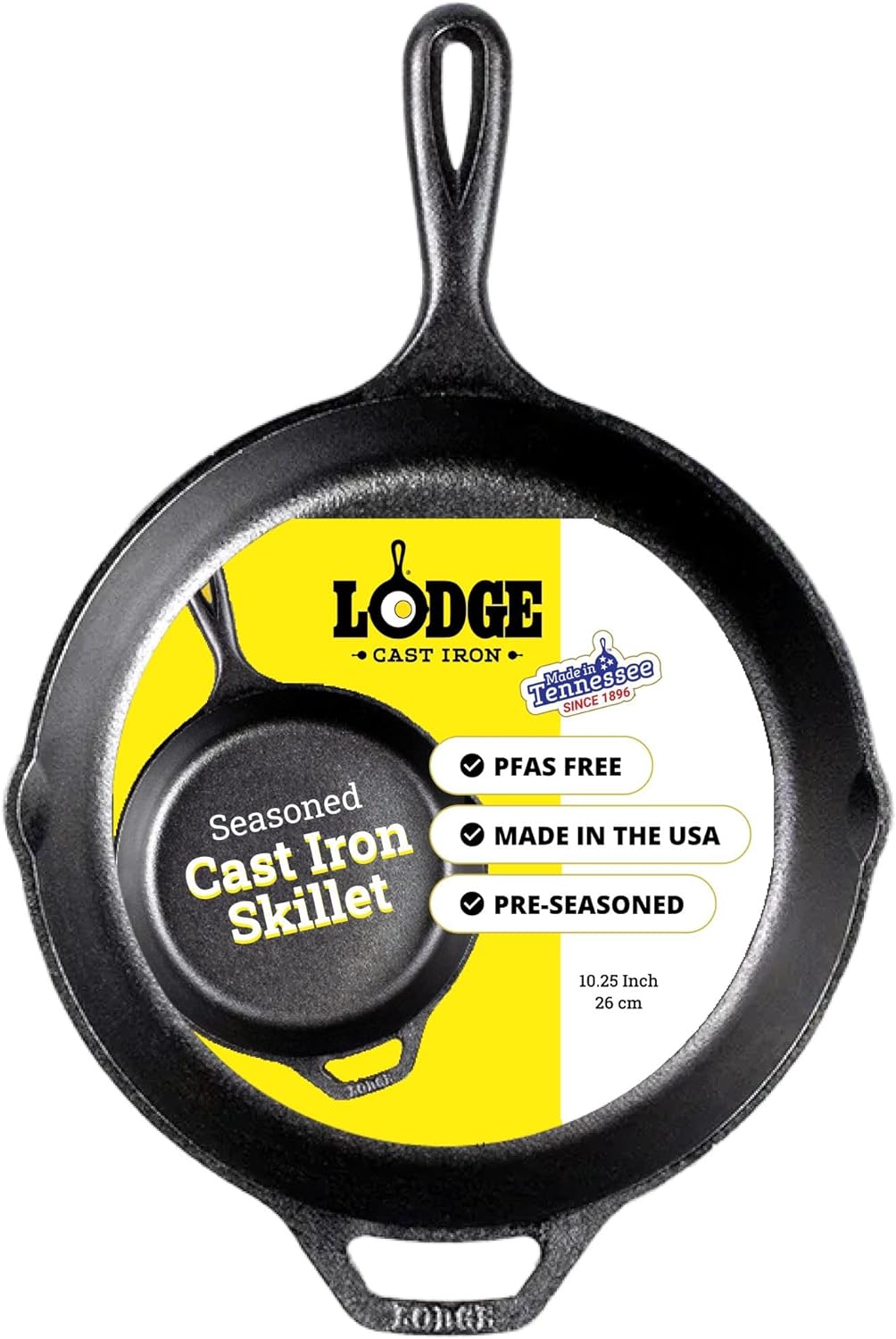 Lodge Seasoned Cast Iron Skillet 10.25 Inches - PFAS-Free, Non-Toxic Cookware - Use with an Oven, Stove, Grill, or Campfire - Naturally Non-Stick & Oven Safe | camping-cooking-utensils