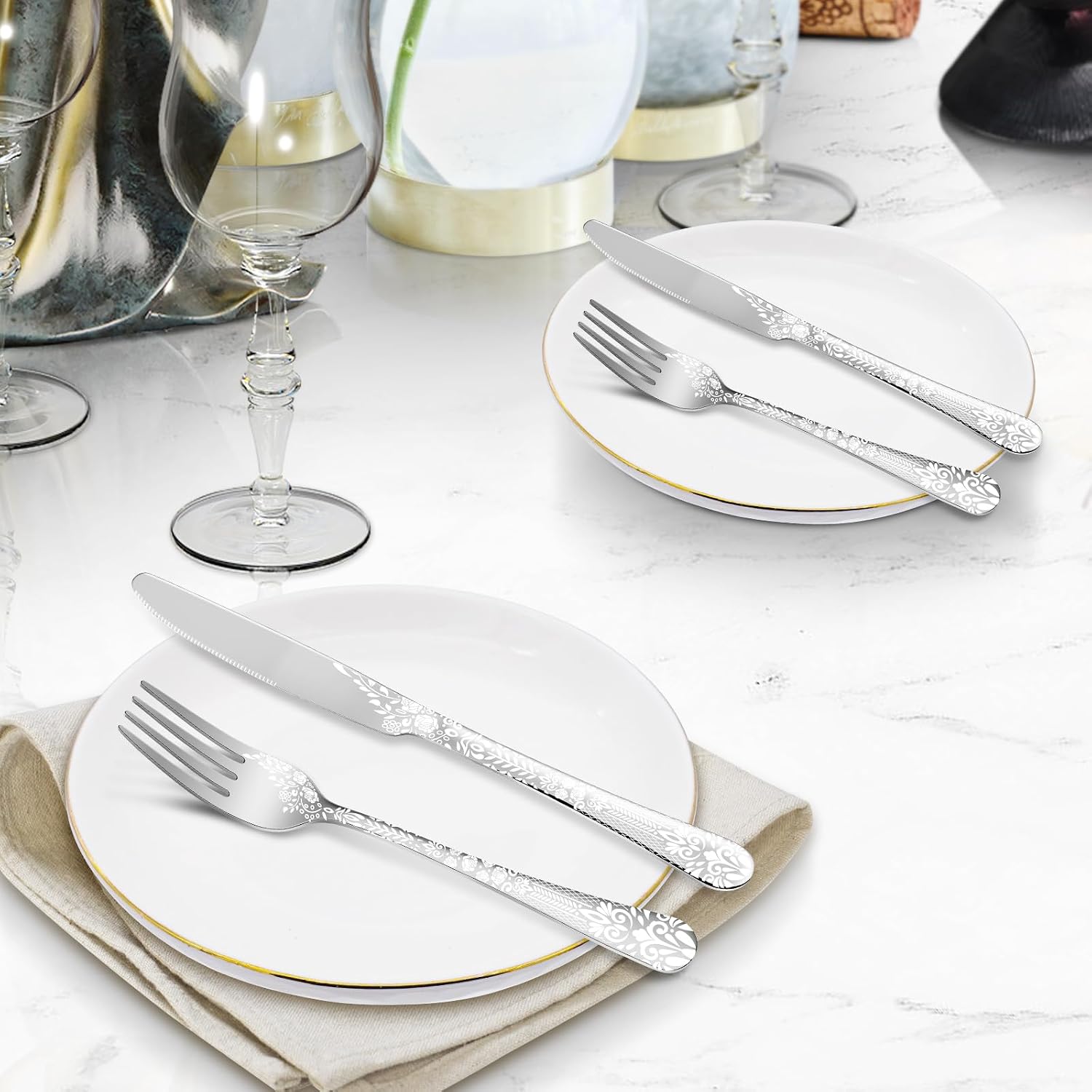 40 Piece Silverware Set, Stainless Steel Flatware Cutlery Set Service for 8, Mirror Polished Tableware Eating Utensils Set for Home Kitchen, Include Knife Fork Spoon Set, Dishwasher Safe - Image 7