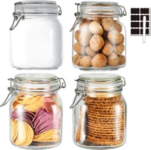 32oz Glass Food Storage Jars with A...