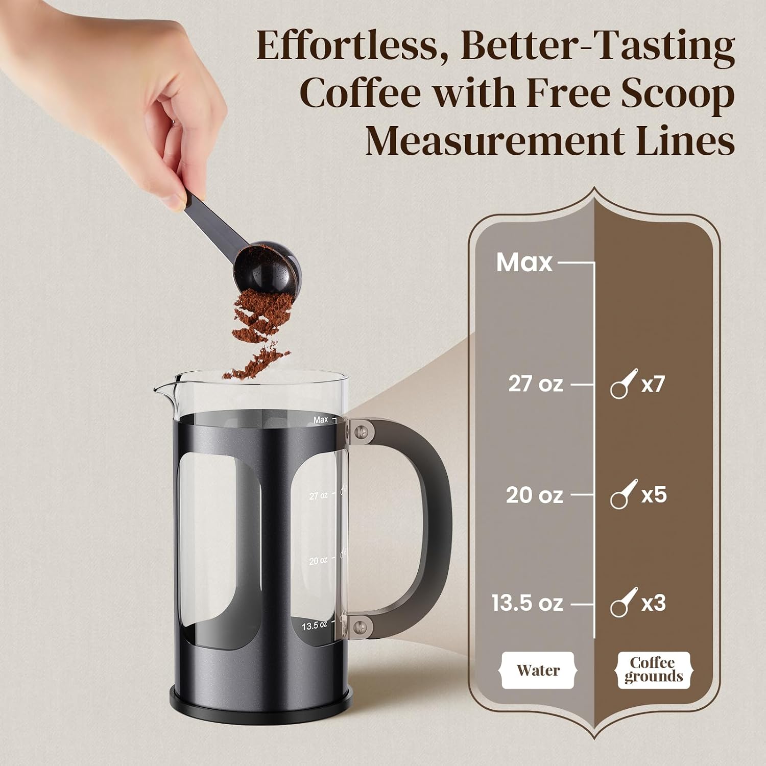 Veken French Press Coffee Maker 34oz, No Plastic Touching Cafe,Thickened Glass Stainless Steel Brewer, Cold Brew Cafetera Tea pot for Kitchen Travel Camping, Gifts, Decor, Bar Accessories, Dark Pewter - Image 9