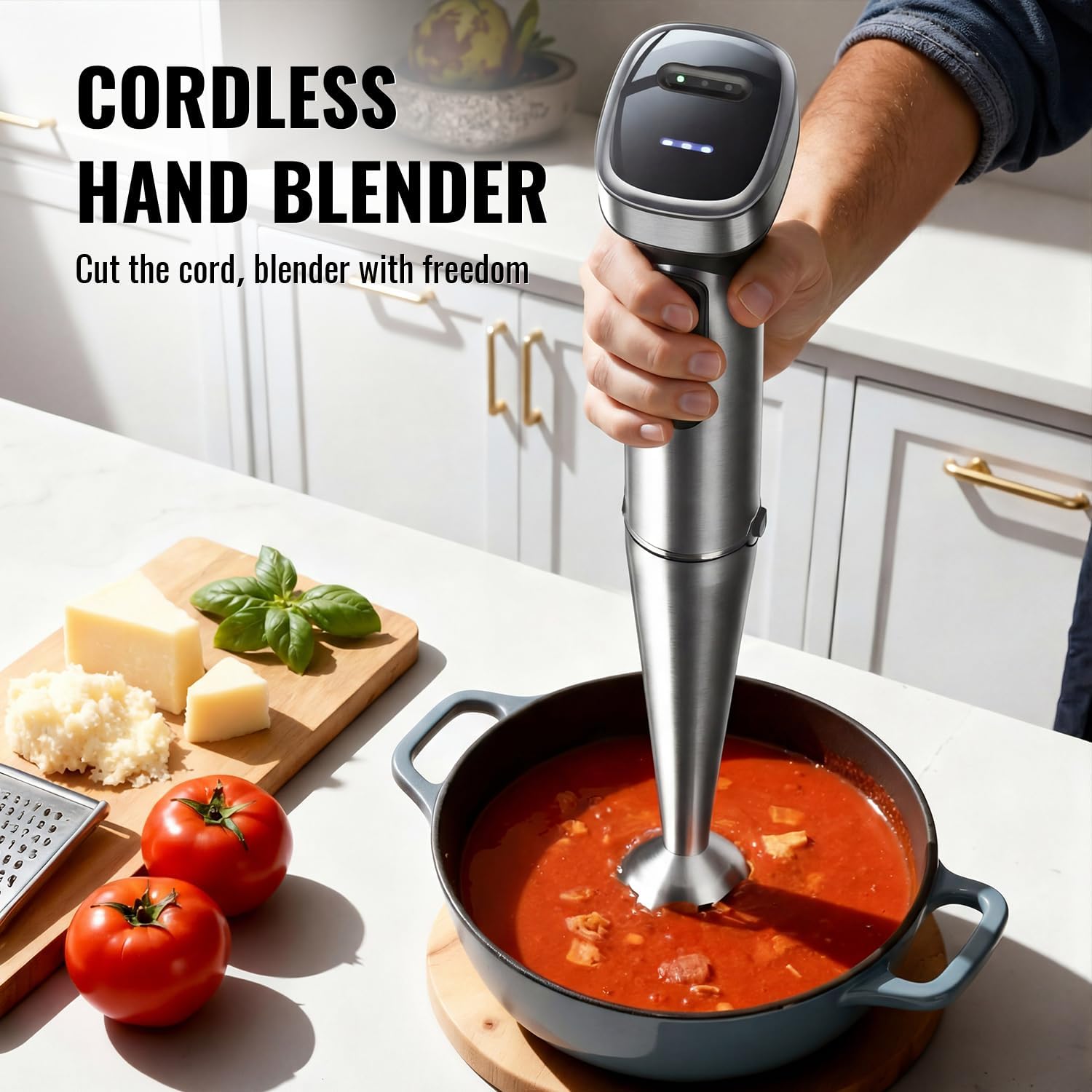 Turelar Cordless Immersion Blender with Rchargeable Battery, Portable Hand Blenders with Adjustable Speed, Hand Held Stick Mixer for Effortless Blending Shakes, Smoothies, Soups, Puree or Baby Food - Image 2
