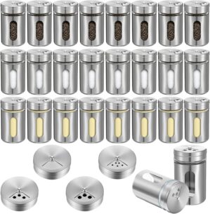 24 Pcs Stainless Steel Spice Jars w...