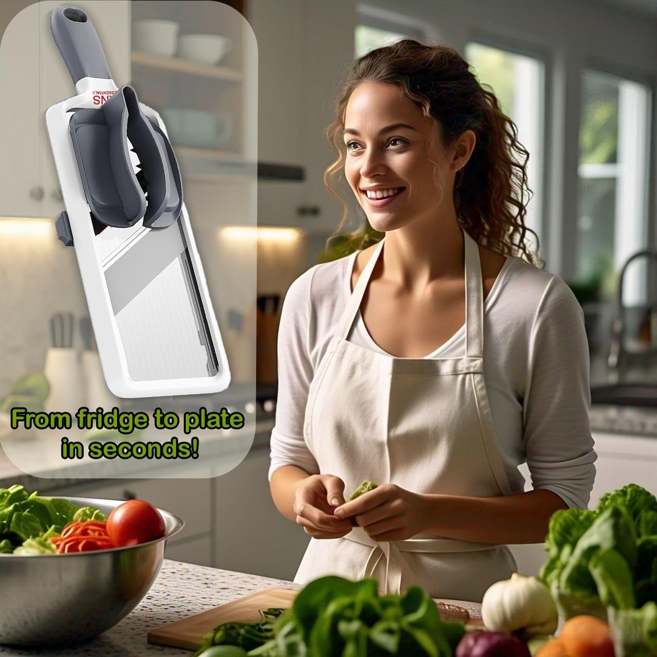 Mandoline Slicer for Kitchen – Adjustable Stainless Steel Blades, with Comfort Grip – Vegetable Slicer for Small to Medium sized Cucumber, Onion, Potato – Gray - Image 7