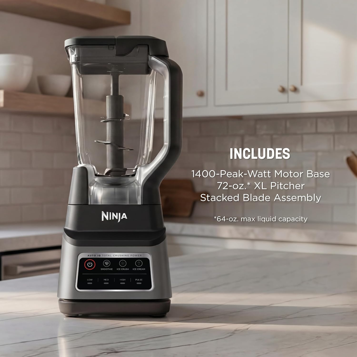 Ninja Professional Plus Blender with Auto-iQ | Smoothie and Ice Cream Maker, Frozen Drink Mixer, Margarita Machine | 3 Auto-iQ Presets, 1400W, 72-oz. Total Crushing Pitcher | Dark Grey | BN701 - Image 7