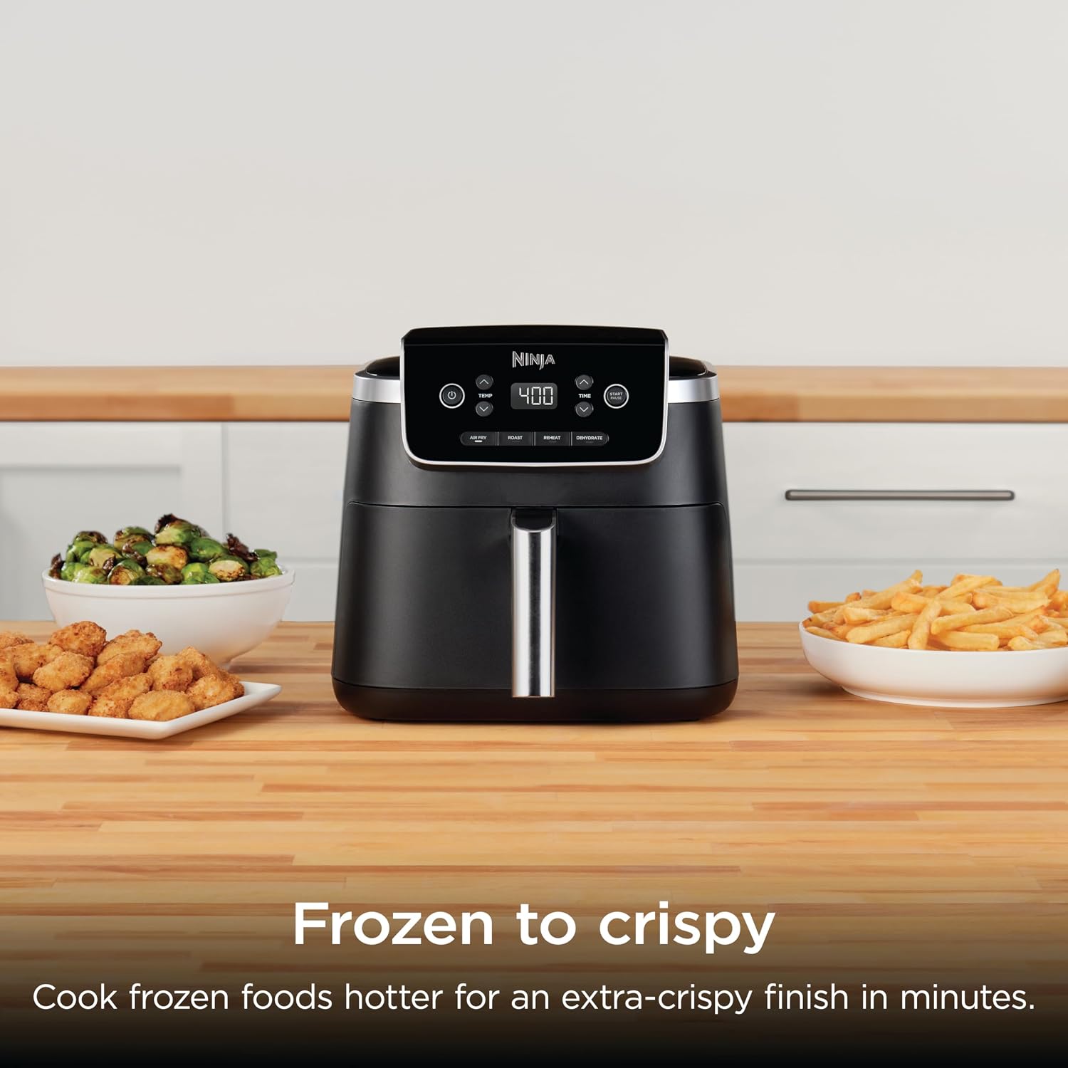 Ninja Air Fryer with Air Crisp | 5 QT Capacity fits up to 4lbs of Fries | 4-in-1 Pro Air Fry, Roast, Reheat, Dehydrate | 400°F Max Temp | 1750 Watts | W/Nonstick Basket & Crisper Plate | Grey | AF141 - Image 6