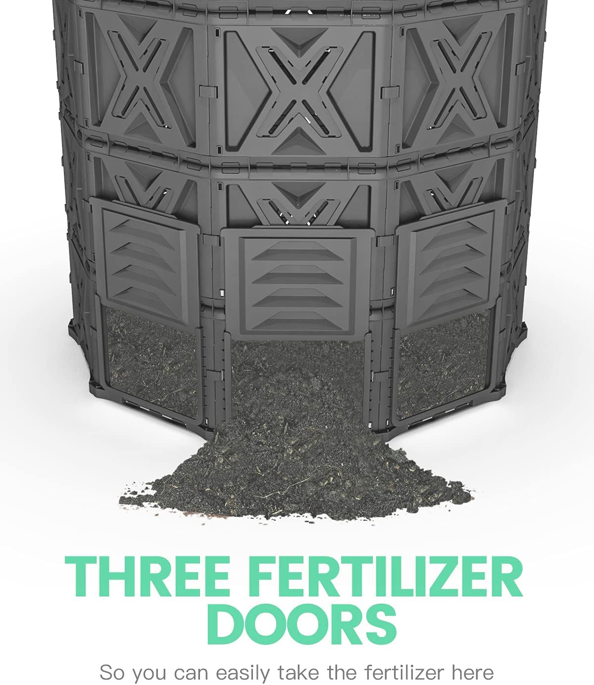 190 Gallon Large Outdoor Compost Bin, 720L Garden Composter with Aeration Vents, BPA-Free PP Panels, Modular Structure with Bottom Access Door and Lid - Image 4