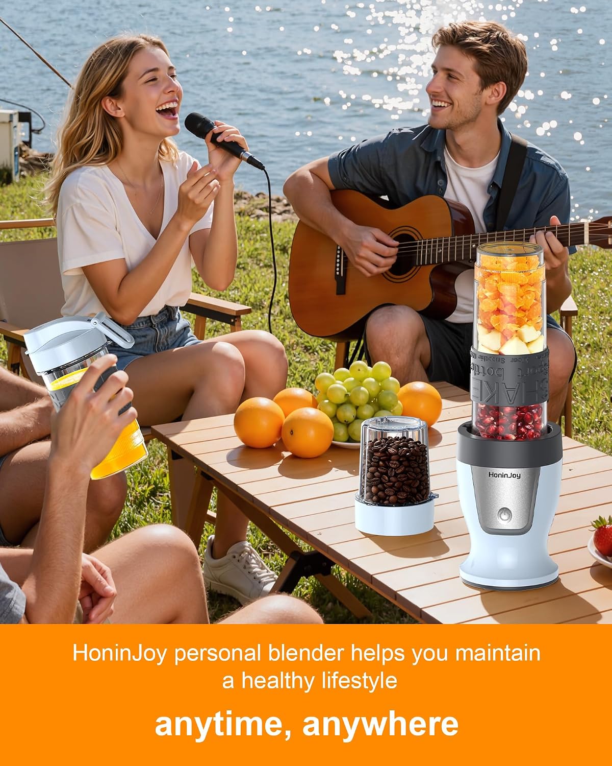 Smoothie Blender, 650W Personal Blenders for Shakes and Smoothies with Grinder Cup & 2 BPA-Free Portable Cups (20oz+14oz), Portable Blender for Juices, Smoothies Maker for Kitchen, Blue - Image 8