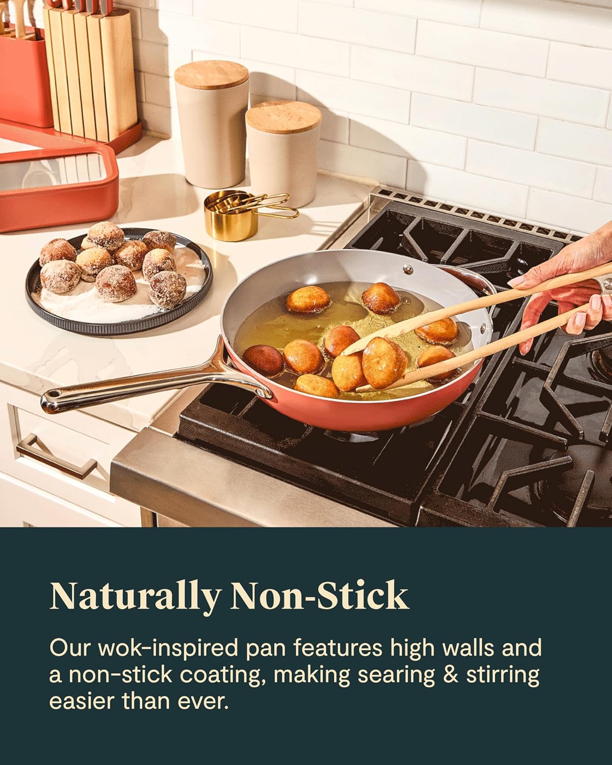 Caraway Non-Stick Stir Fry Pan - 12” Wok-Inspired Pan - Free From Forever Chemicals - High-Sloped Walls - Stainless Steel Handles - Cream - Image 5