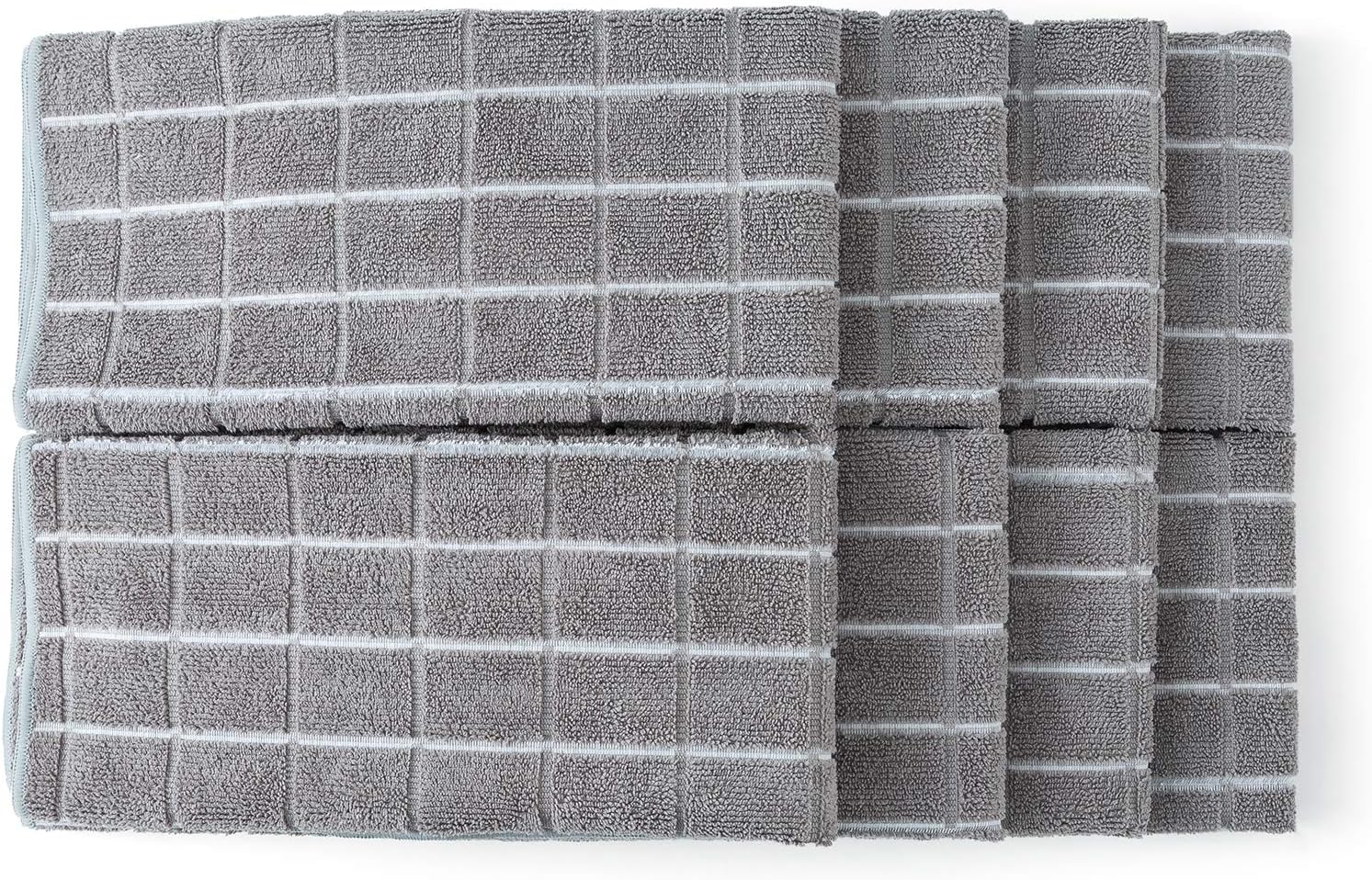 Microfiber Dish Towels - Soft, Super Absorbent and Lint Free Kitchen Towels - 8 Pack (Lattice Designed Gray Colors) - 26 x 18 Inch - Image 2