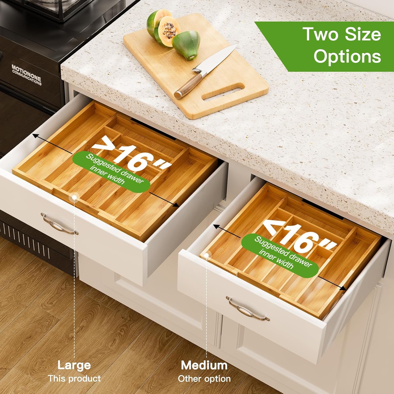 Pipishell Bamboo Expandable Silverware Drawer Organizer, Adjustable Kitchen Utensil Tray for Forks, Spoons and Knives, Wood Storage Cutlery Holder for Bedroom and Living Room - Image 7