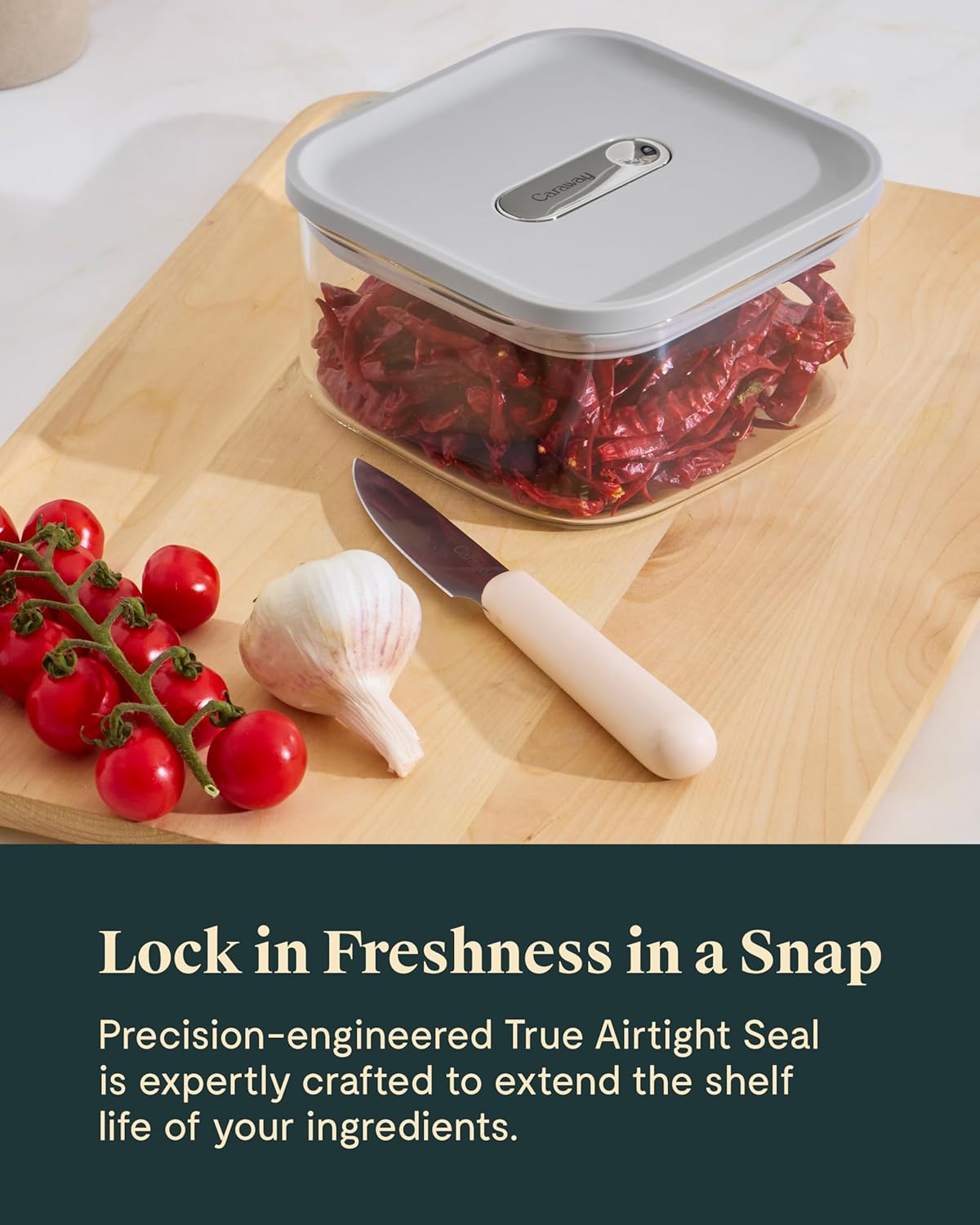 Caraway 1qt Glass Airtight Food Storage Container with Lid – Non-Toxic, BPA-Free Kitchen Storage Container – Stackable, Space-Saving Airtight Container for Dry Goods and More - Navy - Image 5