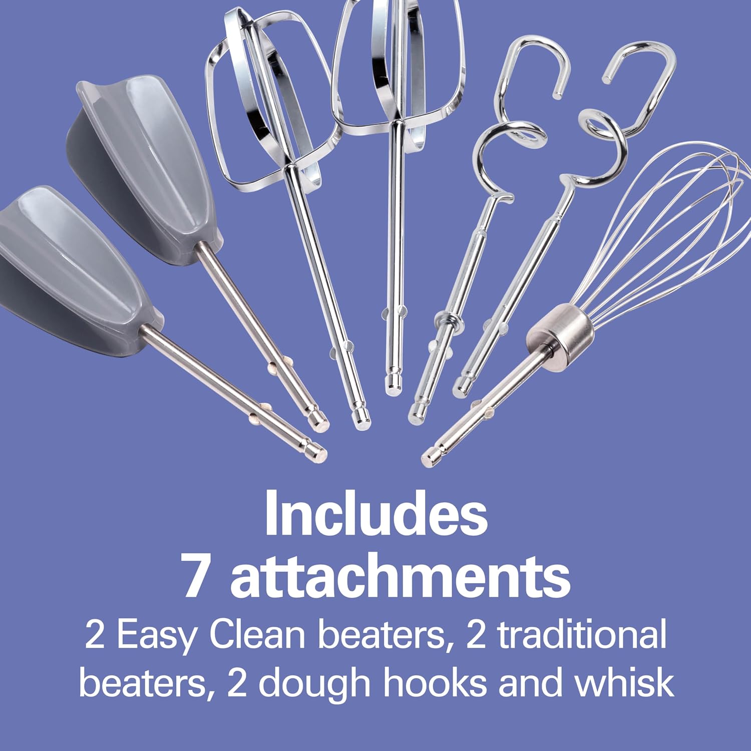 Hamilton Beach 6-Speed Electric Hand Mixer with Whisk, Dough Hooks and Easy Clean Beaters, Powerful 275 Watt Motor, Snap-On Storage Case, White - Image 4
