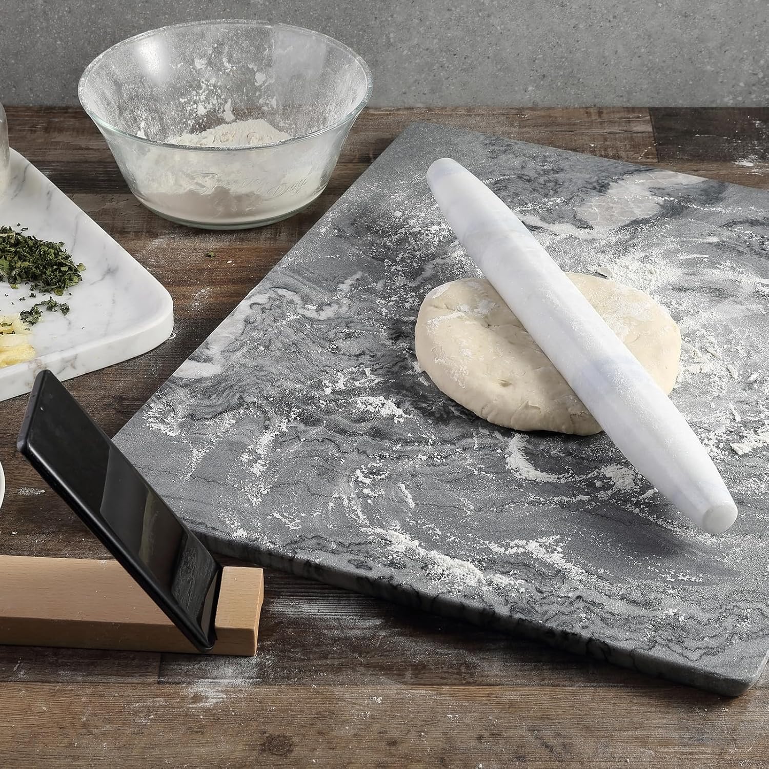 Koville African Natural Marble French Rolling Pin, 16inch Non-Stick Rolling Pin for Baking, Dough Roller for Pasta, Dumpling, Fondant, Pie, Bread, Pizza, Kitchen Baking Tools(Namib Fantasy) - Image 4