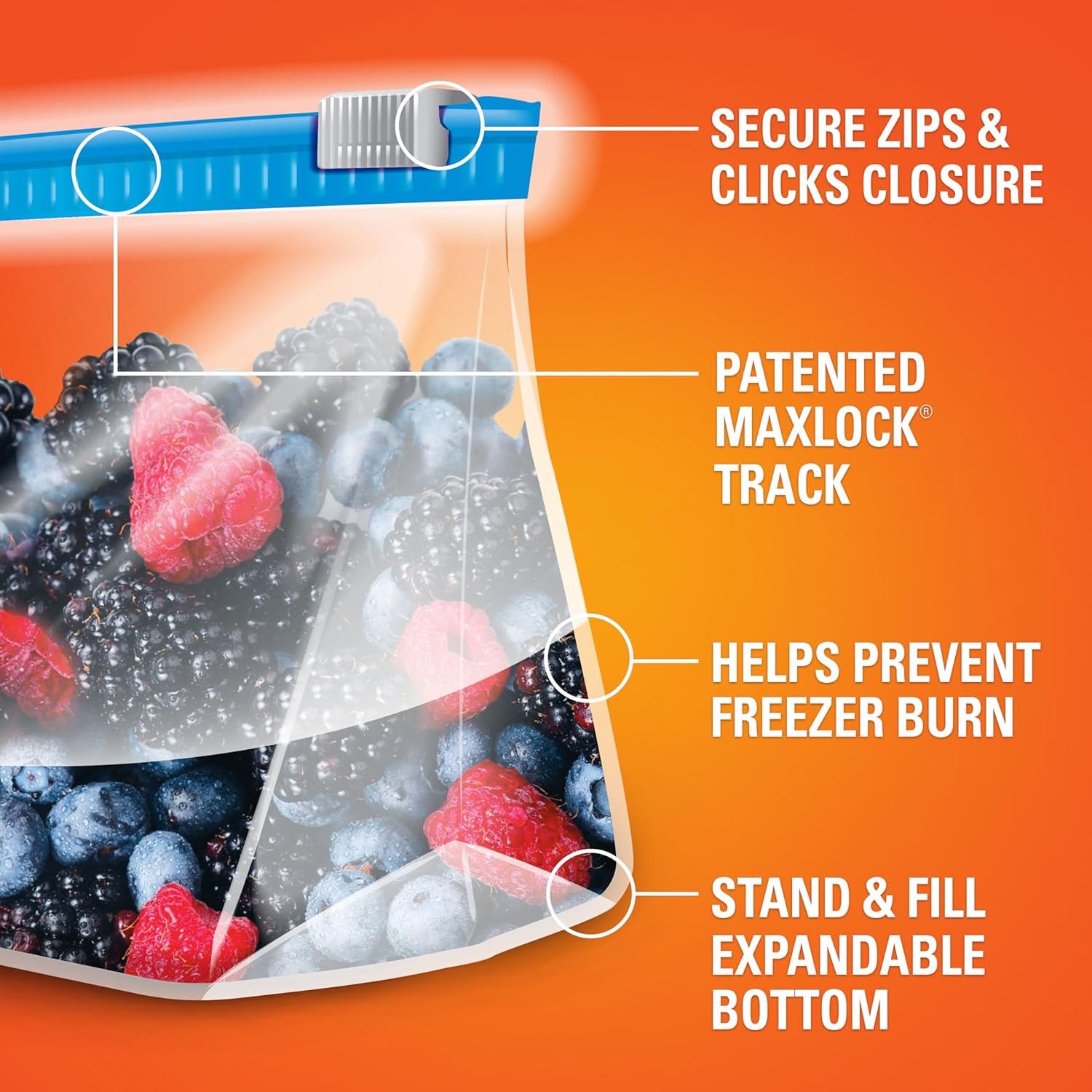Hefty Slider 1 Gallon Freezer Bags, 56 Count, Gallon Slider Bags for Freezer, Holds Raw Meat, Soups, Prepped Fruits and Veggies, and More, Writable Label, Secure Zip and Click Closure - Image 4