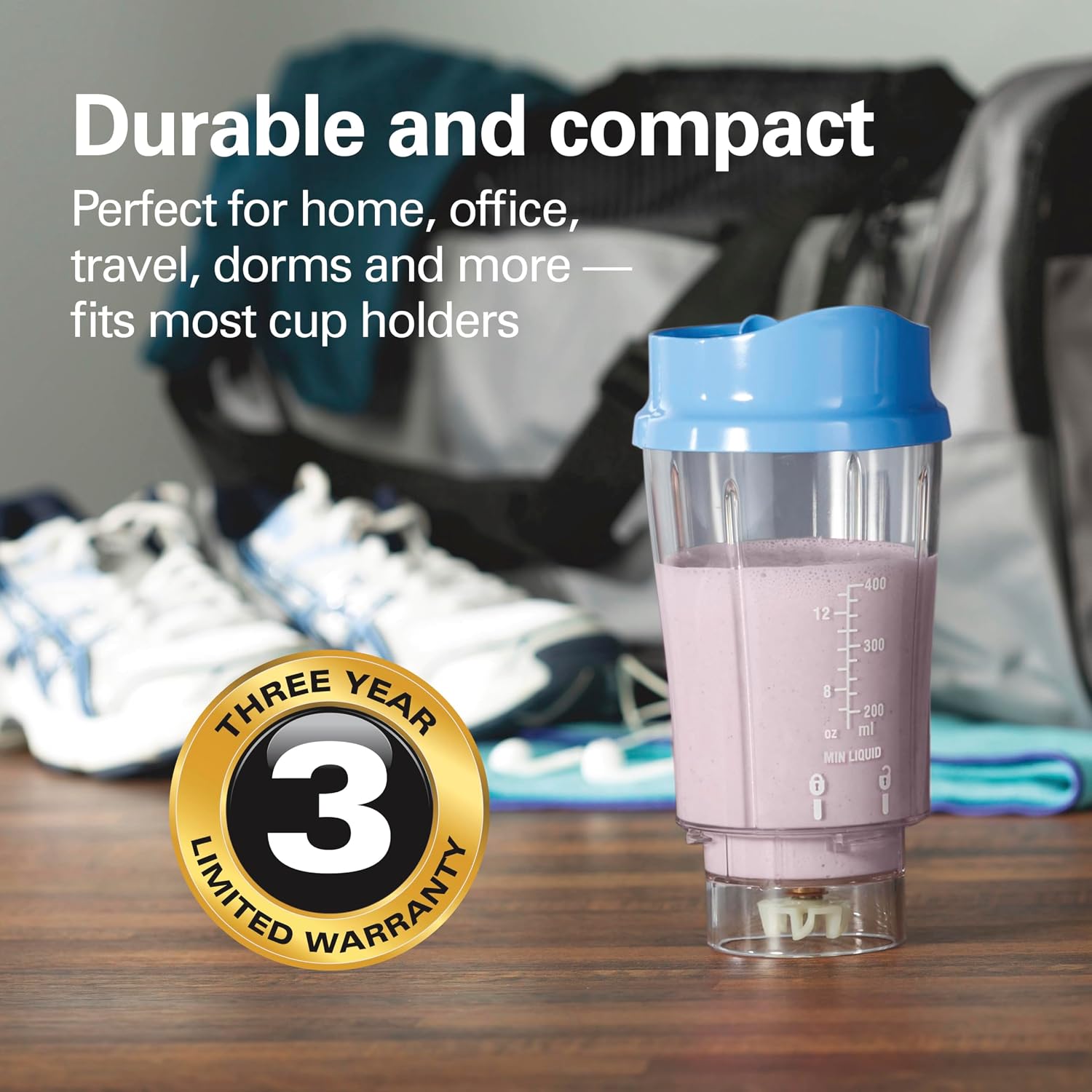 Hamilton Beach Portable Blender for Shakes and Smoothies, 14 Oz BPA Free Travel Cup & Lid, Durable Stainless Steel Blades, Personal Smoothie Blender, Tranquil Blue (51172) - Image 5
