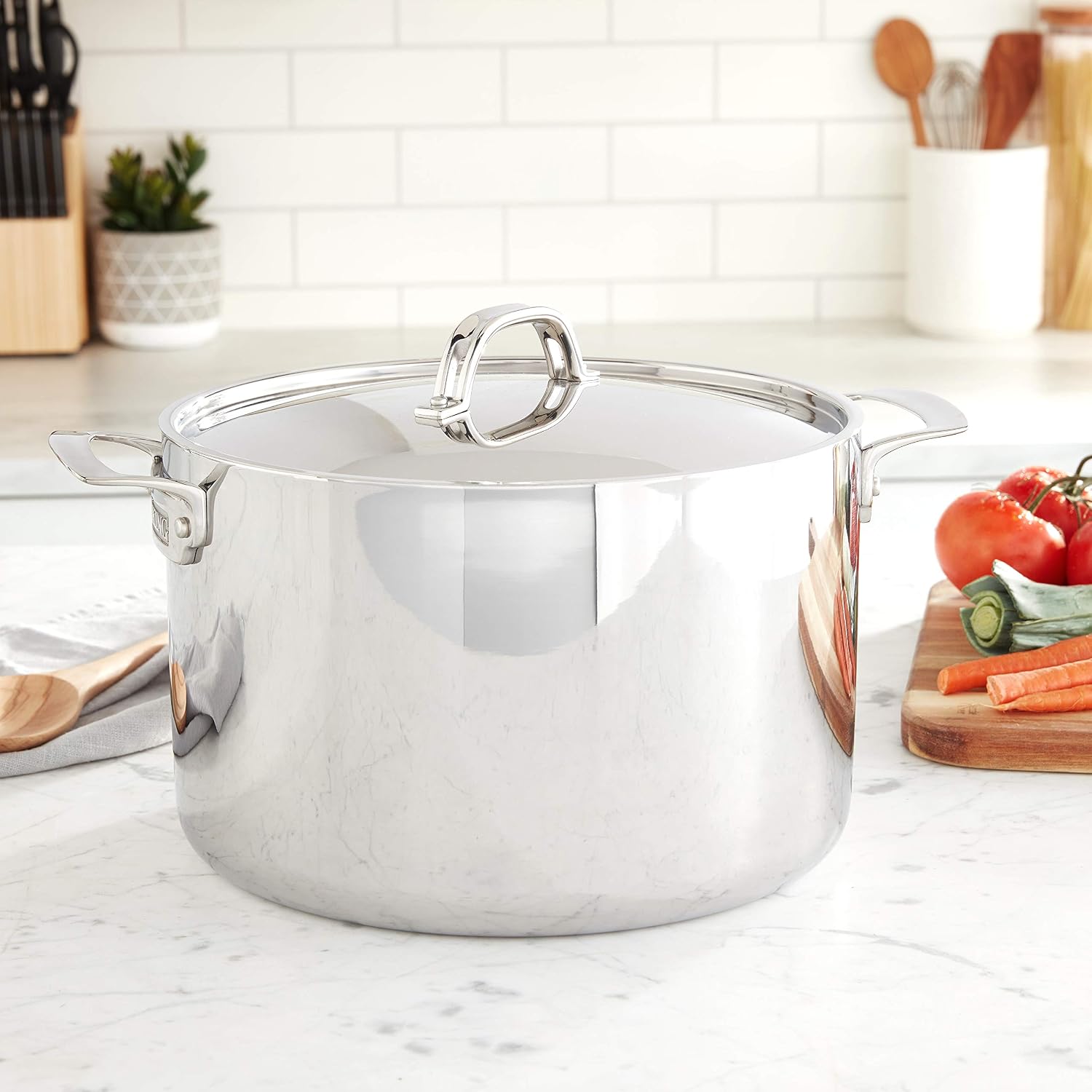 Viking 3-Ply Stainless Steel Stock Pot, 12 Quart Soup Cooking Pot with Lid, Kitchen Cookware, Dishwasher and Oven Safe, Induction Ready, Silver - Image 2