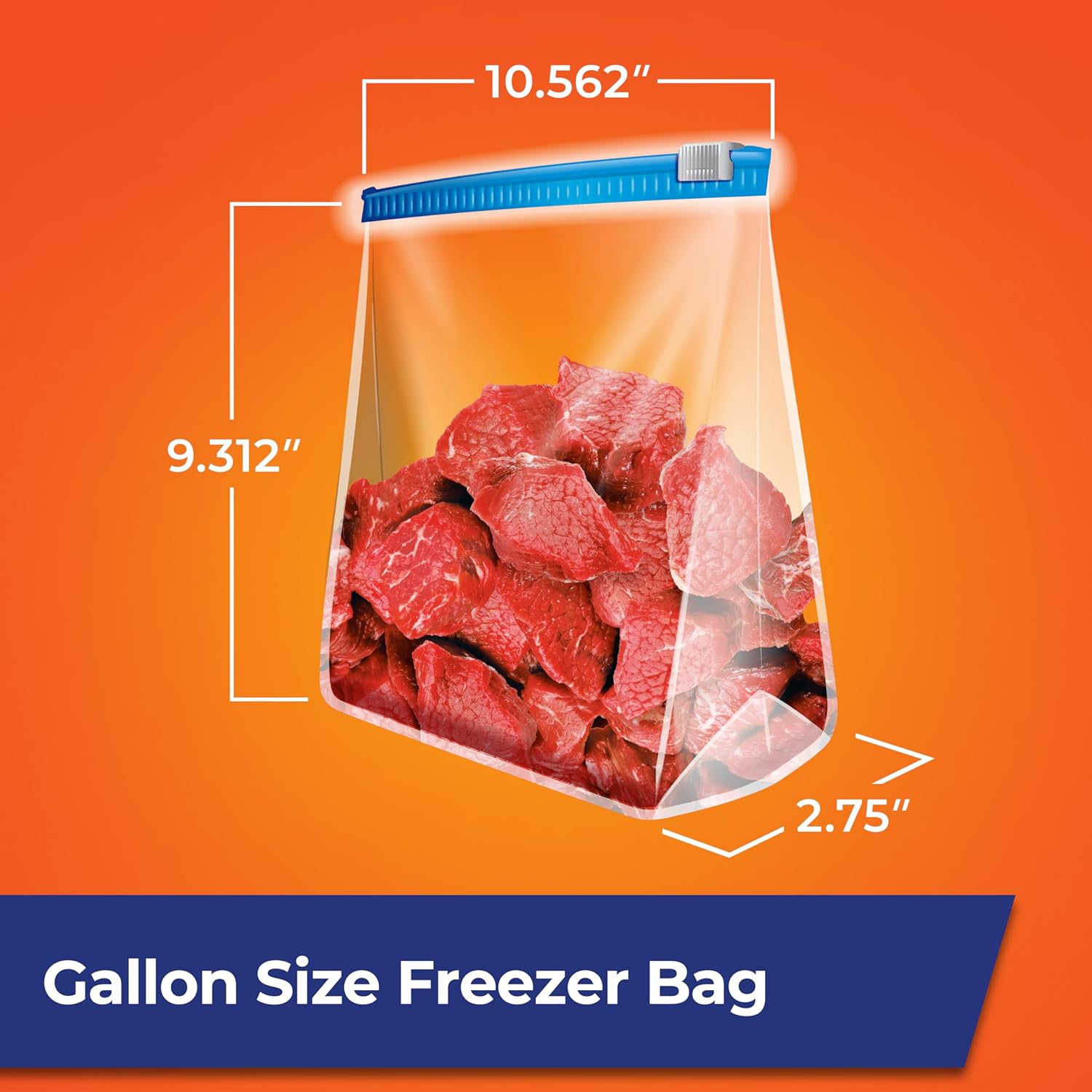 Hefty Slider 1 Gallon Freezer Bags, 56 Count, Gallon Slider Bags for Freezer, Holds Raw Meat, Soups, Prepped Fruits and Veggies, and More, Writable Label, Secure Zip and Click Closure - Image 7