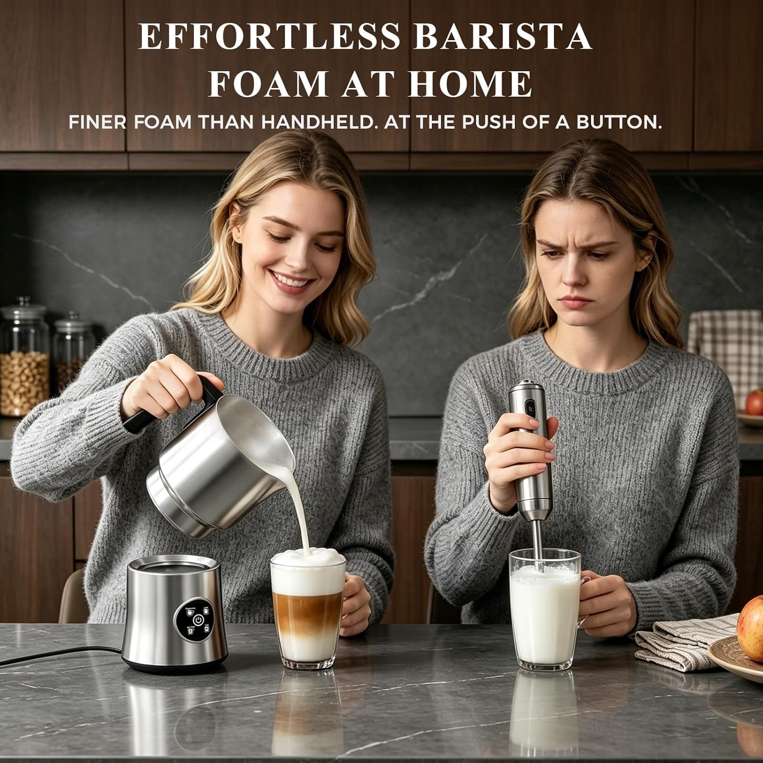 Milk Frother and Steamer, Electric Frother with Detachable Stainless Steel Jug, Hot & Cold Foam Maker for Latte, Cappuccino, Coffee, 4-in-1 Automatic Milk Warmer, 17oz Heat - Image 3