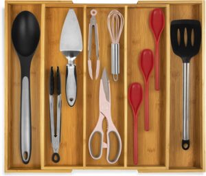 Purawood Kitchen Drawer Organizer &...