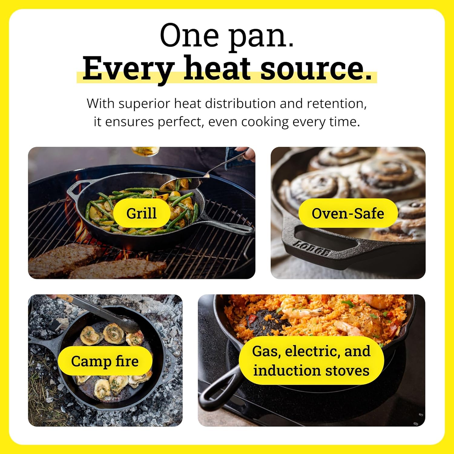 Lodge Seasoned Cast Iron Skillet 10.25 Inches - PFAS-Free, Non-Toxic Cookware - Use with an Oven, Stove, Grill, or Campfire - Naturally Non-Stick & Oven Safe | camping-cooking-utensils - Image 7