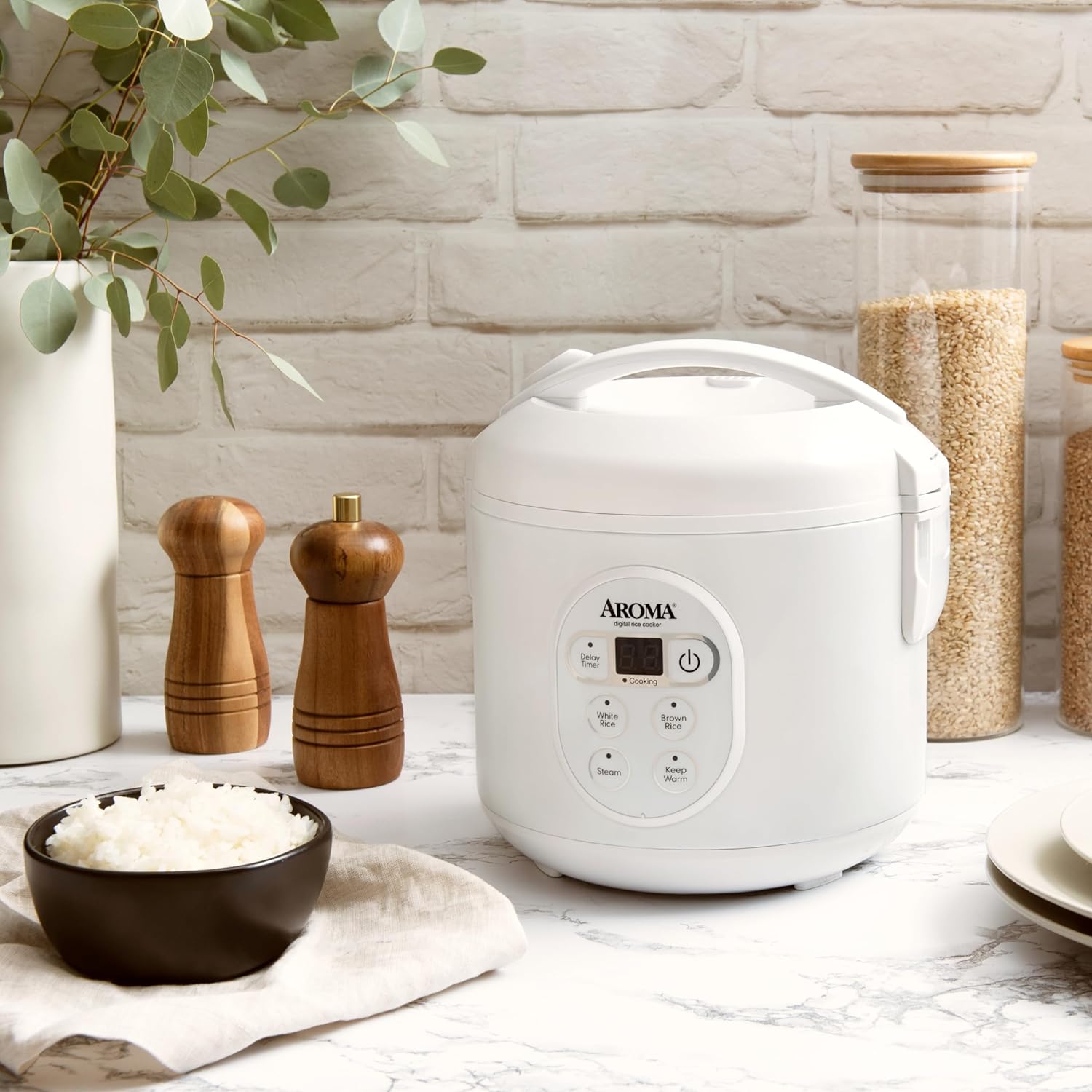 Aroma Housewares 8-Cup (Cooked) (4-Cup UNCOOKED) Digital Rice Cooker and Food Steamer (ARC-914D),White - Image 6