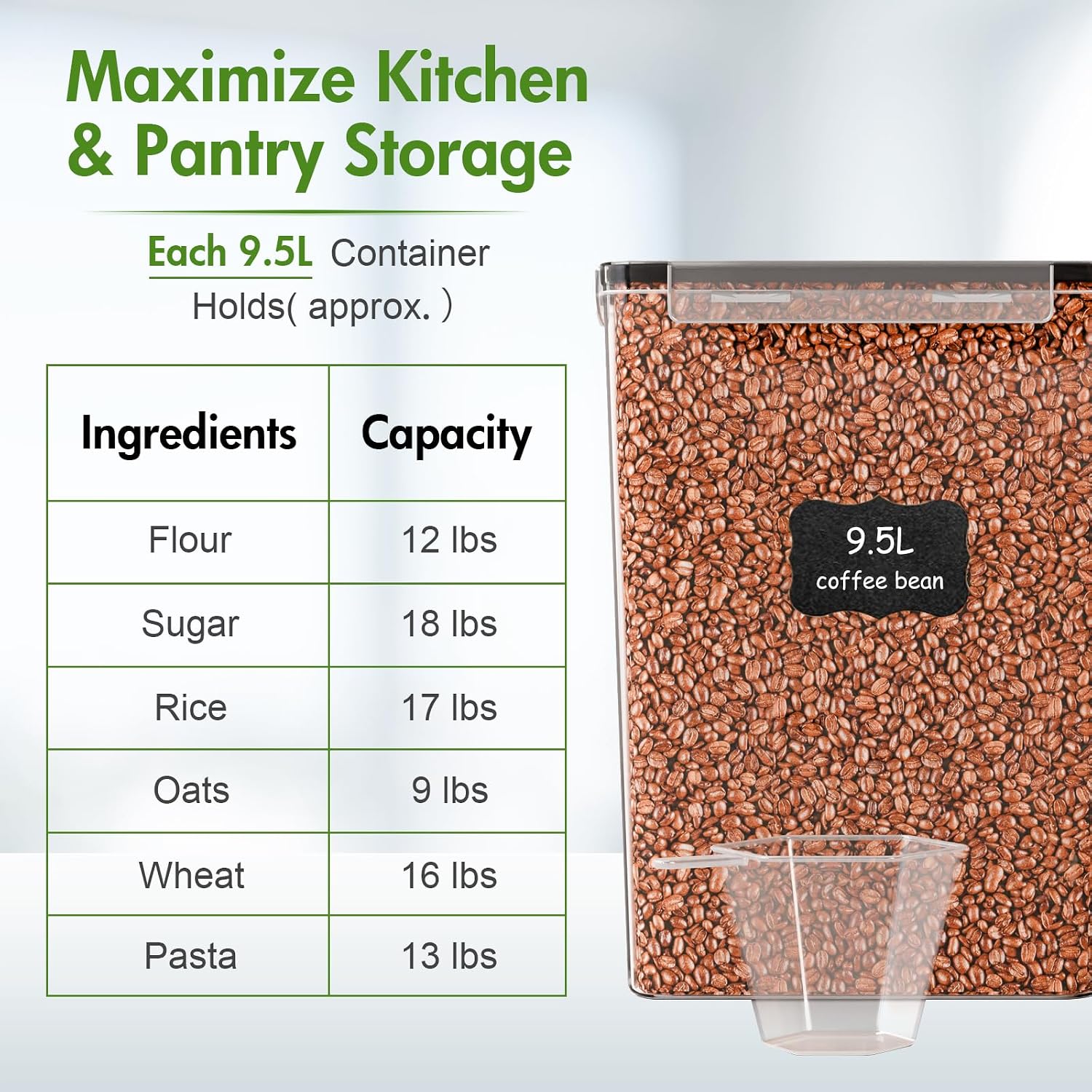 ALSO GO 2 PC (9.5L | 321 Oz) Extra Large Airtight Food Storage Containers with Lids,Kitchen and Pantry Organization Plastic Containers for Flour,Rice,Cereal,Pasta,Sugar,dog food (Leakproof, BPA-Free) - Image 6